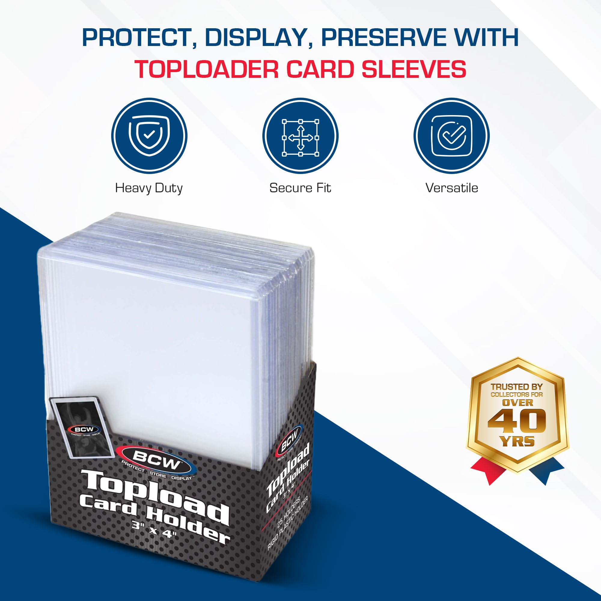 BCW 3x4 Topload Card Holder - Standard 200ct | Rigid PVC Trading Card Protector for Baseball, Football, Pokémon & MTG Cards | Holds Up to 20pt Thickness | Perfect for Collectors, Grading & Display