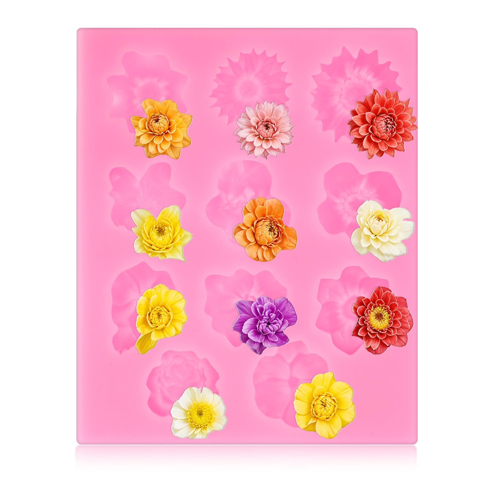 Premium Daisy Silicone Molds for Polymer Clay - Miniature Flower Molds for Jewelry Making, Candy, Chocolate, Cupcake & Soap Crafting - DIY Cake Decorating Tools (Pink) - Perfect for Home Baking, Wedding Favors & Handmade Gift Projects