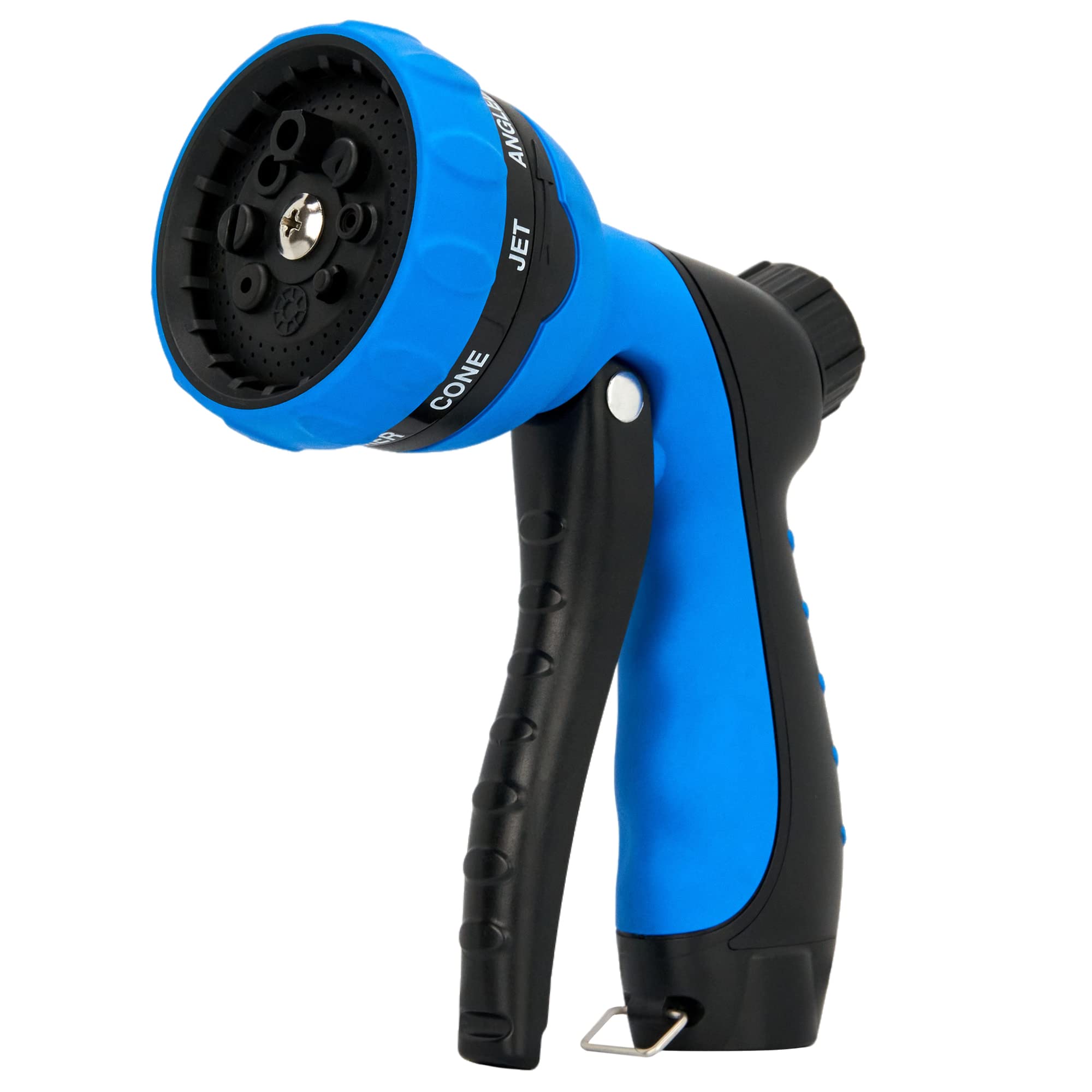 NGreen Heavy Duty Garden Hose Nozzle - 8 Adjustable Water Spray Patterns, Ergonomic Non-Slip Grip for Plant Watering, Pet Bathing, Car Washing & Outdoor Cleaning (Blue) | Perfect for Lawn Care, Gardening, and Home Maintenance