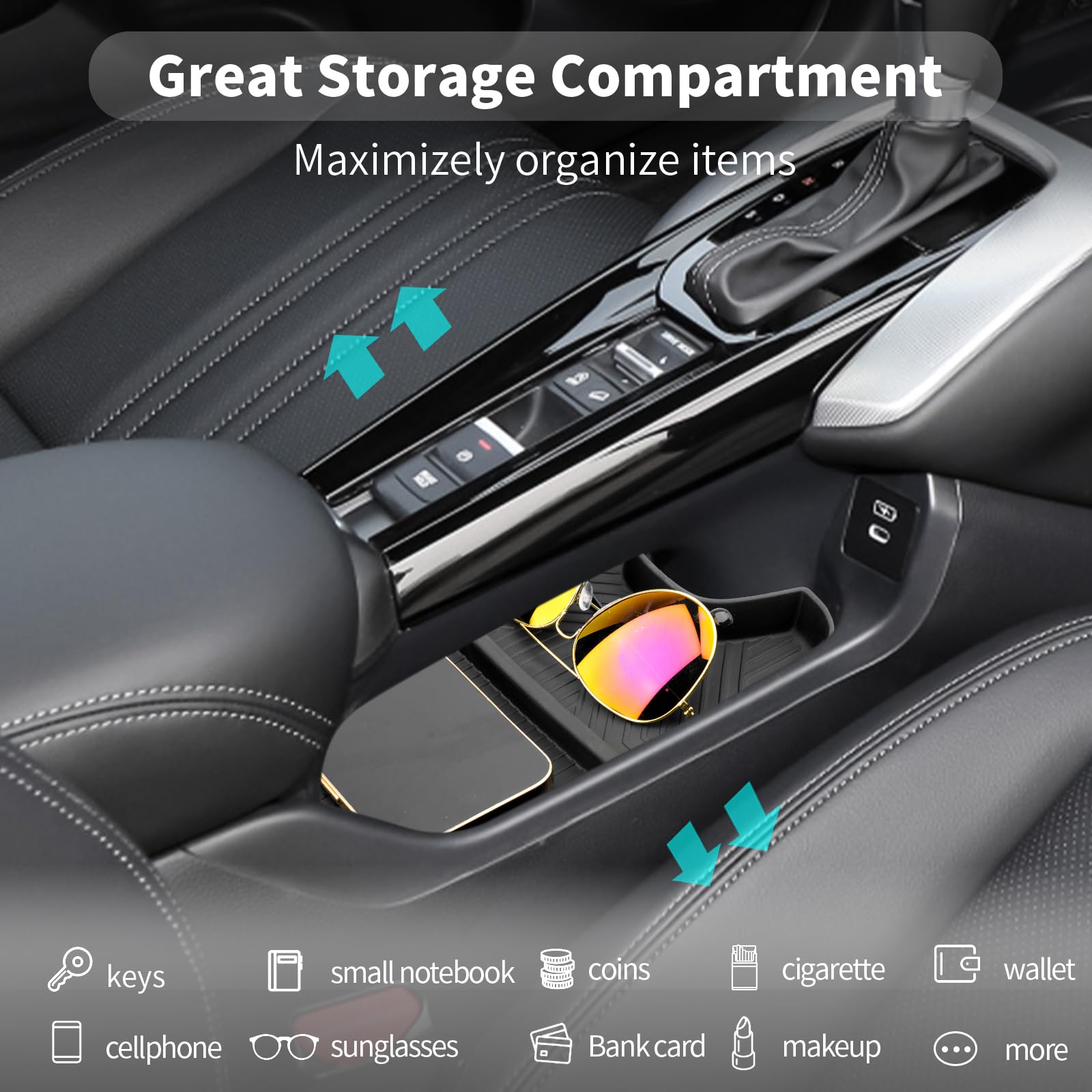 2023-2025 Honda HR-V Center Console Organizer Tray | Custom Fit Lower Console Storage Box with Sunglasses Holder | Perfect for Road Trips, Daily Commute & Car Organization Accessories