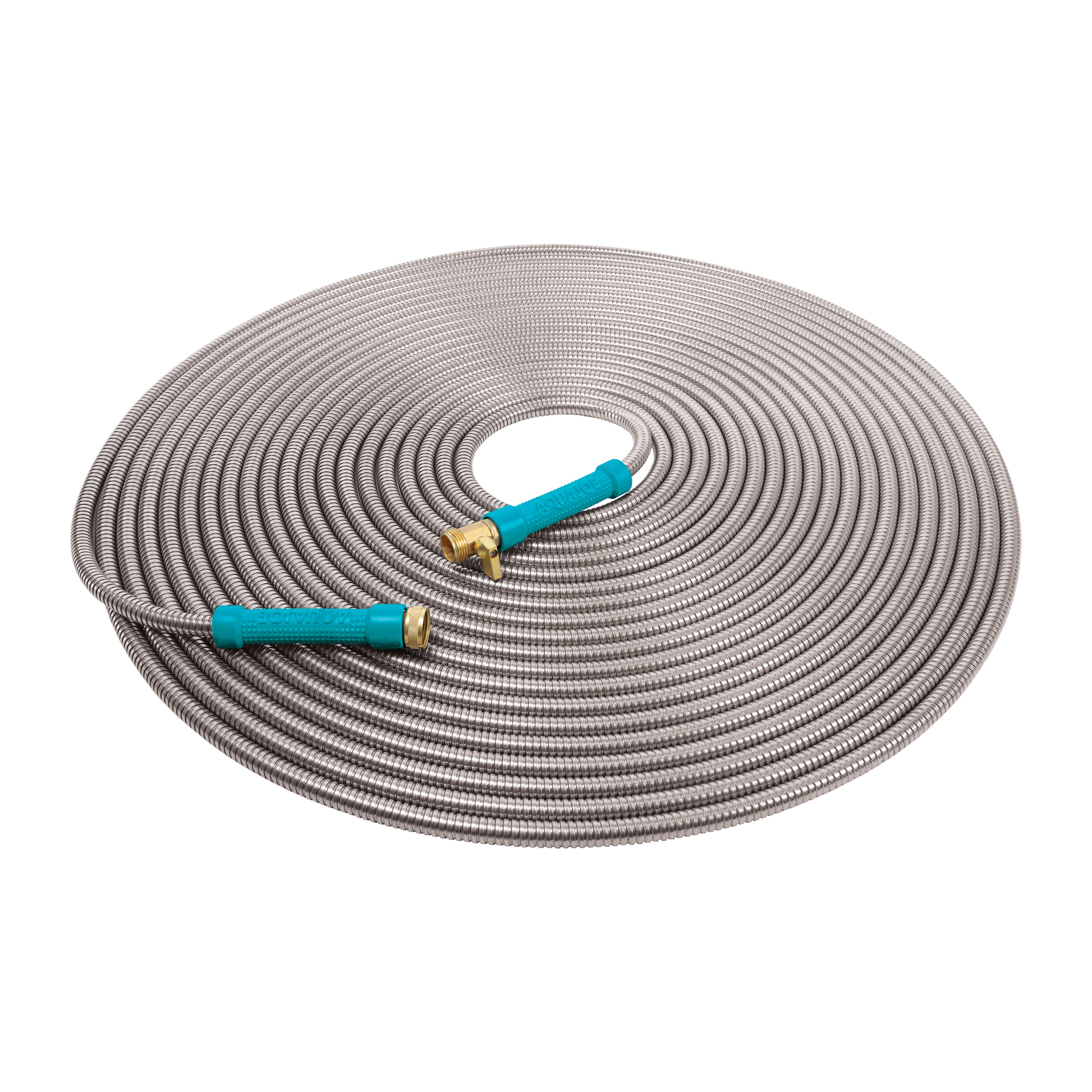 Aqua Joe AJSGH100 MAX Heavy Duty Puncture Proof Garden Hose - 100 Foot, 1/2 Inch with Brass Fittings & On/Off Valve | 304 Stainless Steel Spiral Construction | Perfect for Watering Lawns, Washing Cars & Outdoor Cleaning