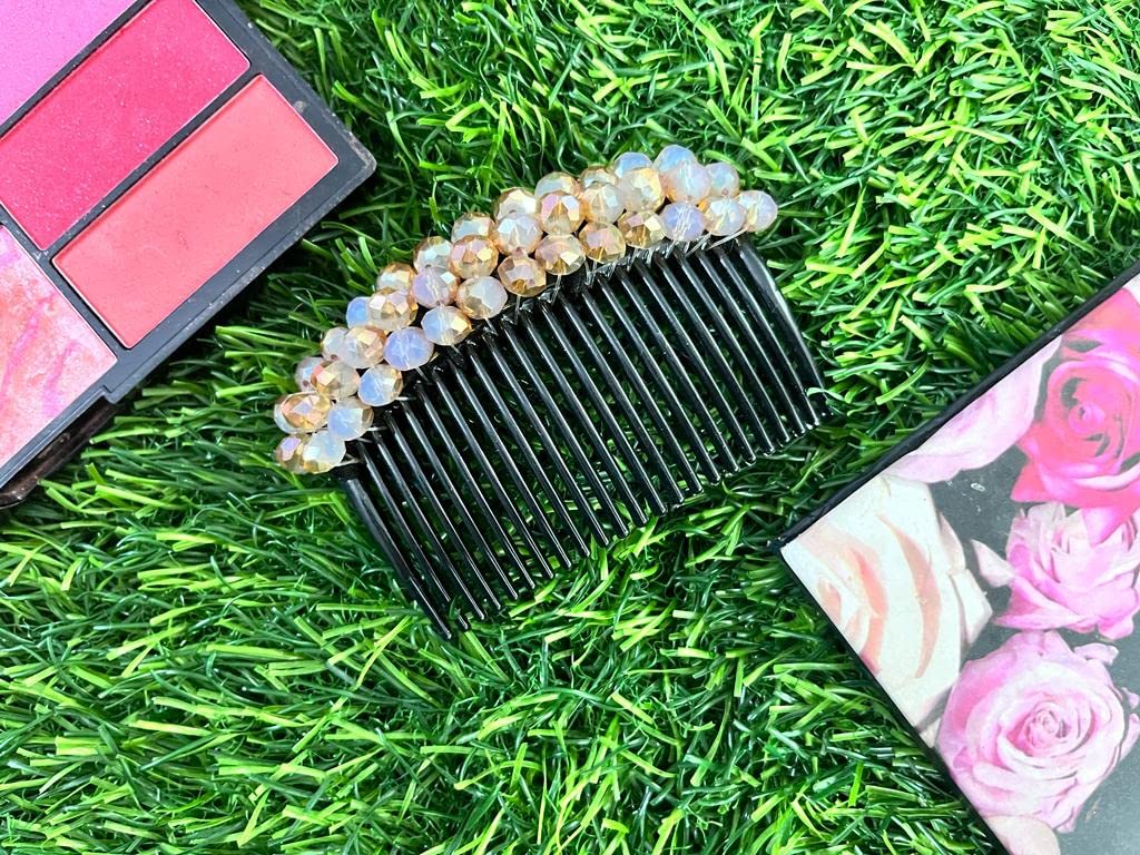Deepti Chandna Floral Hair Clips for Women - Crystal Bridal Hair Combs, Barrettes & Slide Pins for Girls (Peach) | Wedding, Party & Everyday Hair Accessories