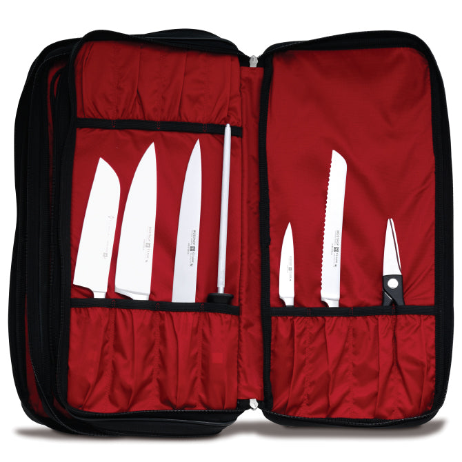 Professional 3 Compartment Knife Bag - Black | Heavy Duty Chef Knife Storage & Organizer for Kitchen, Restaurant & Culinary School Use