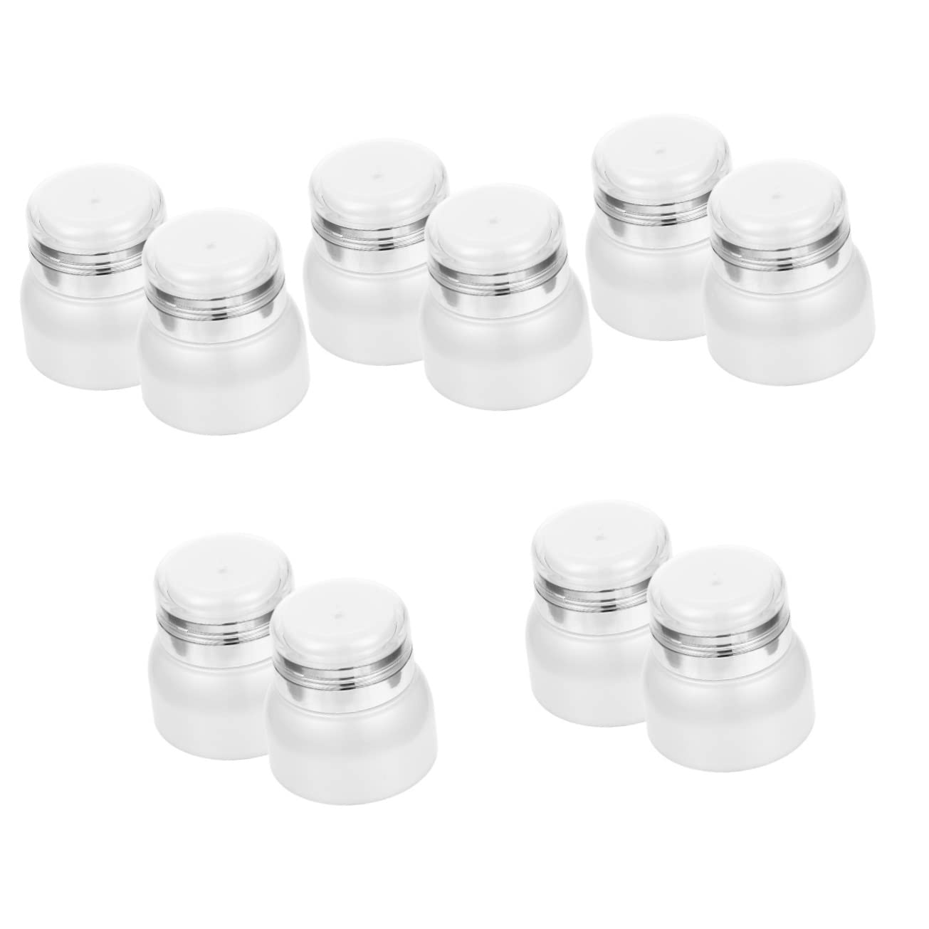 FRCOLOR 10 Pack Mini Vacuum Cream Jars - Airless Pump Travel Containers for Cosmetics, Lotion & Toiletries | Leak-Proof Portable Bottles for Skincare, Makeup & Haircare | Perfect for Travel, Gym & Daily Use