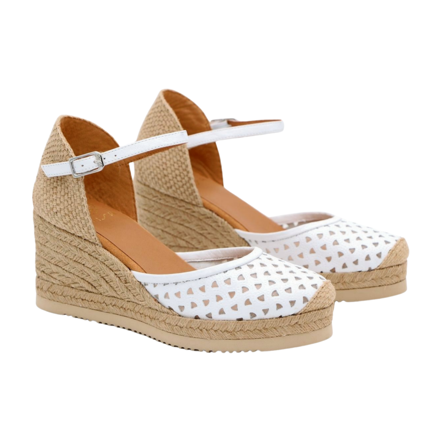 UNISA Women's White Punched Leather Espadrille Flats - CELERA Comfortable Summer Casual Shoes for Beach, Vacation & Everyday Wear