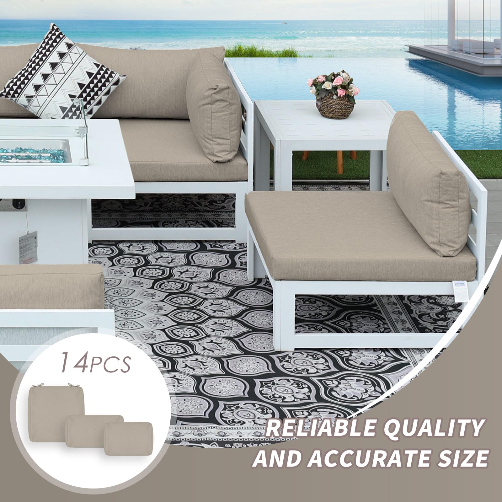 NICESOUL® 14-Piece Waterproof Outdoor Patio Cushion Covers Set - 28