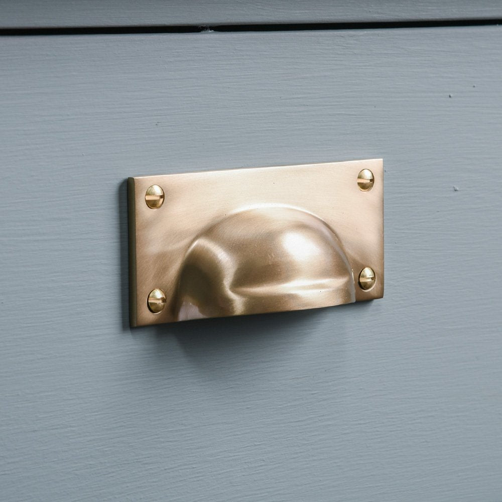 Satin Brass Hooded Drawer Handle - Vintage Cabinet Pulls for Kitchen & Bathroom - Matte Finish Hardware for Dresser, Wardrobe & Furniture Upgrade