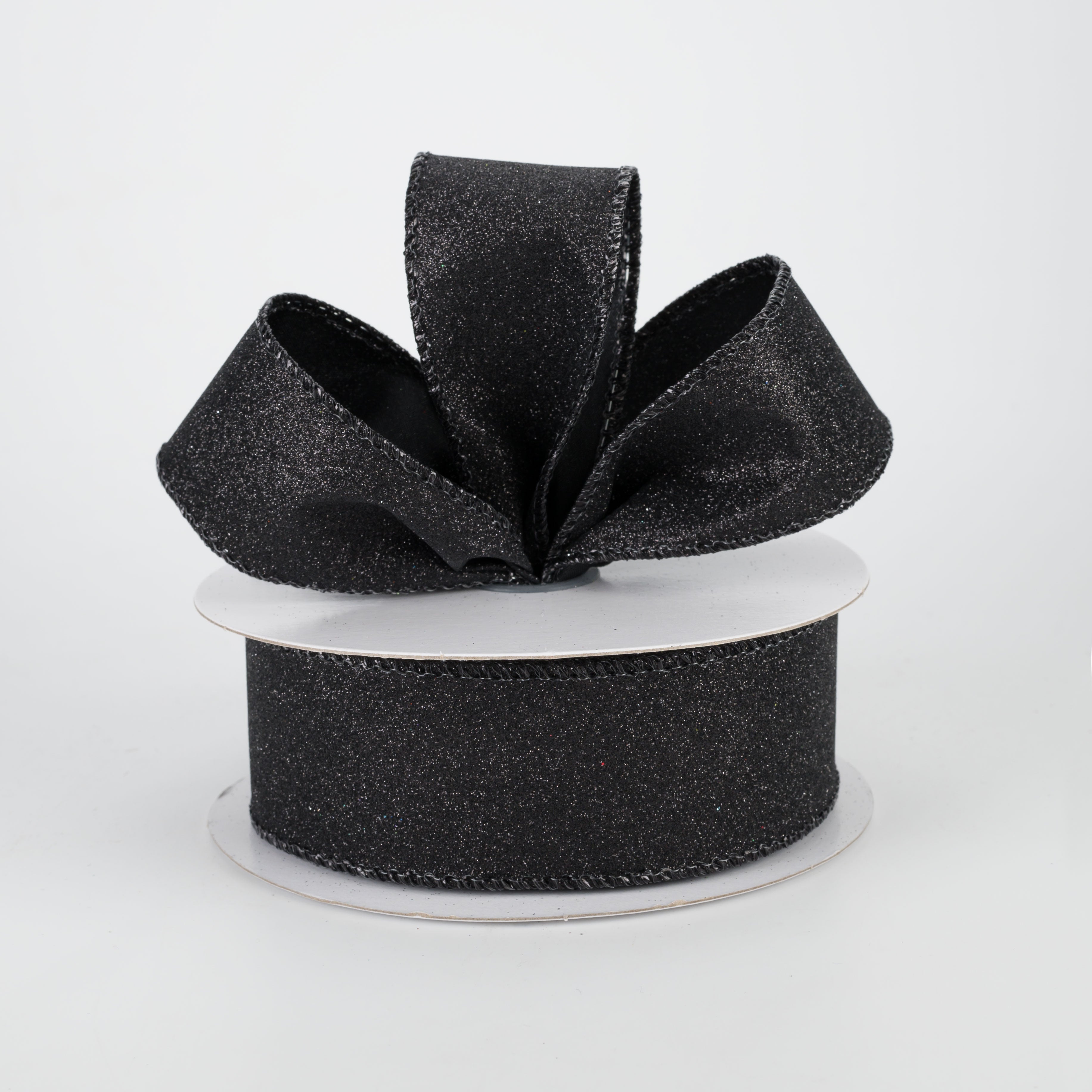 1.5 Inch Flat Glitter Ribbon - Black (10 Yards) for Gift Wrapping, DIY Crafts, Party Decorations, and Scrapbooking