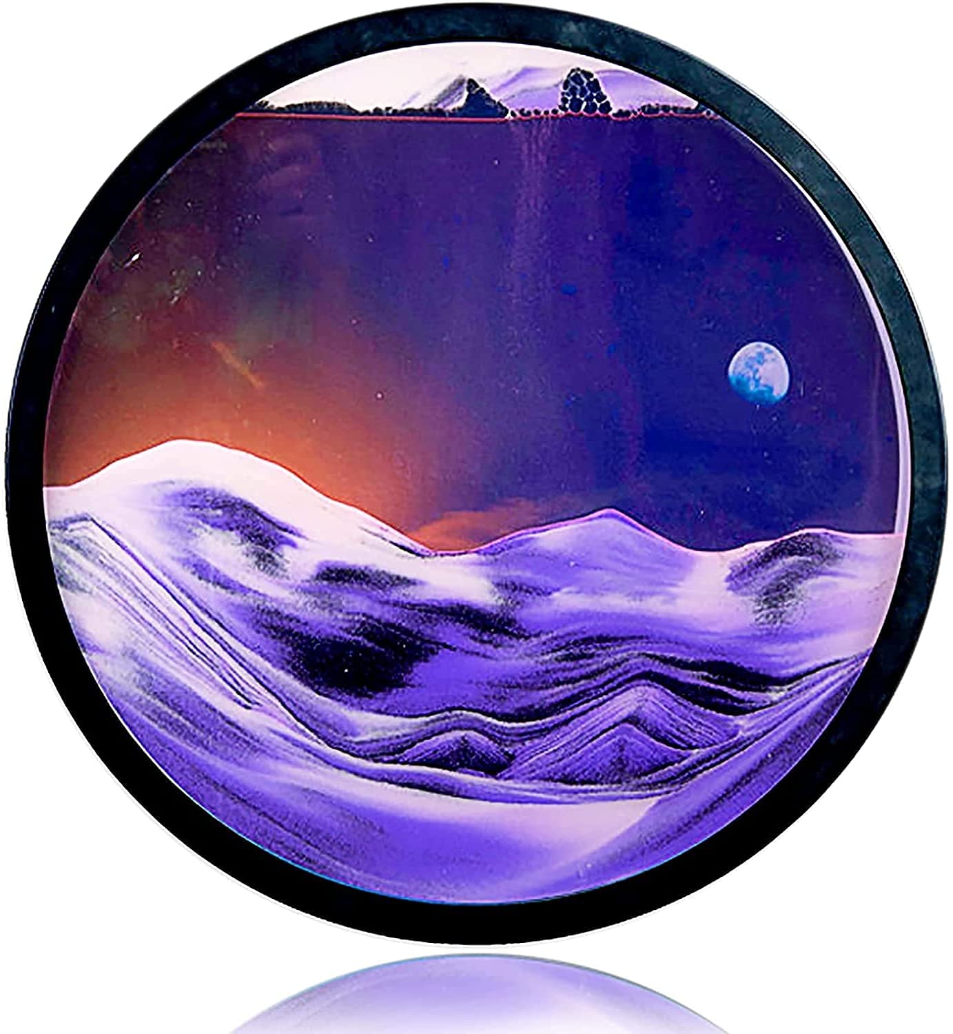 3D Wall Art Hanging Décor - Dynamic Round Glass Moving Sand Pictures for Office & Home - Wall Mount Sand Art for Adults & Kids - Perfect for Living Room, Bedroom & Office Decor