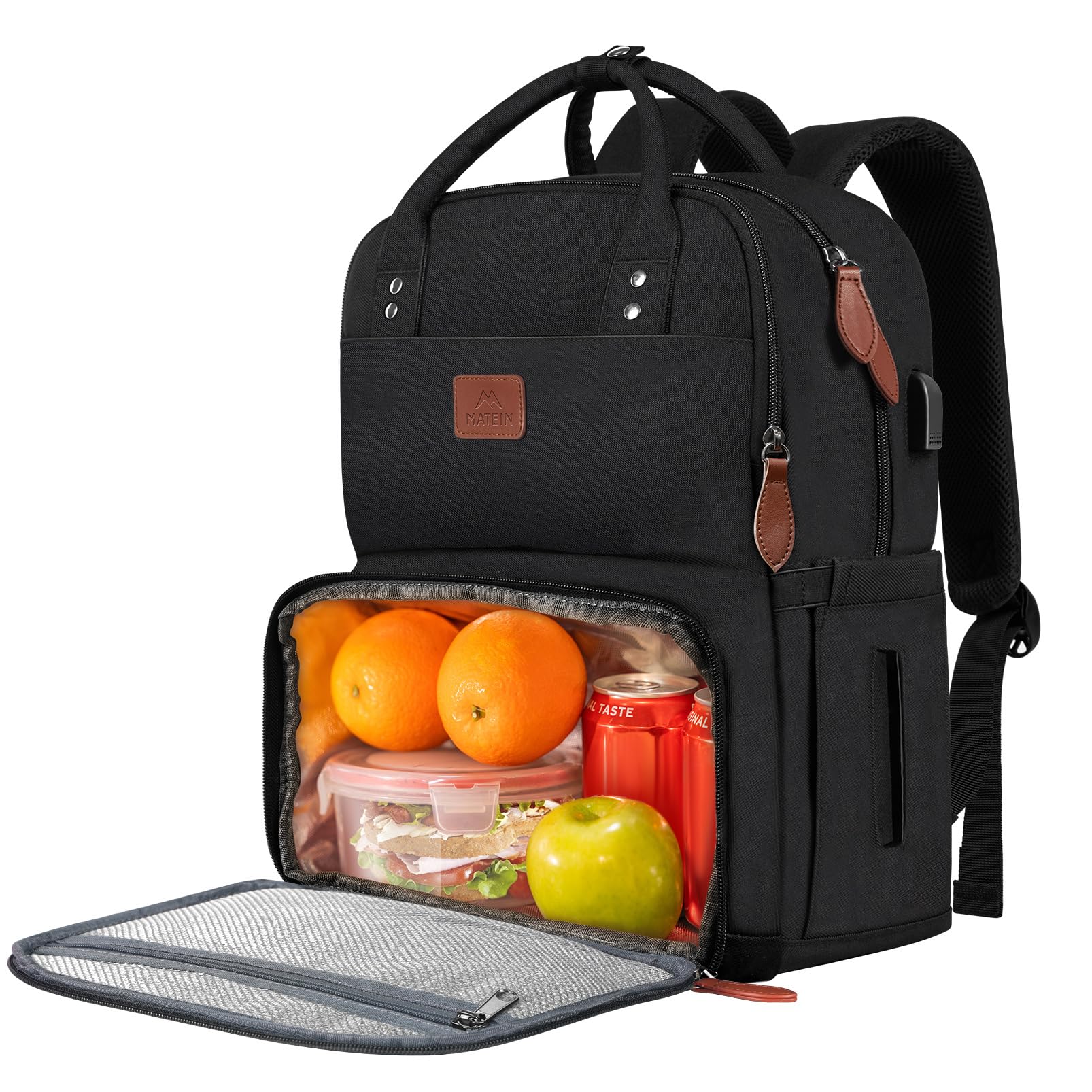 MATEIN 17 Inch Insulated Lunch Backpack - Extra Large Water Resistant Cooler Bag with USB Charging Port | Perfect for College, Work, Picnics & Beach Outings | Keep Food Fresh & Devices Charged On-The-Go