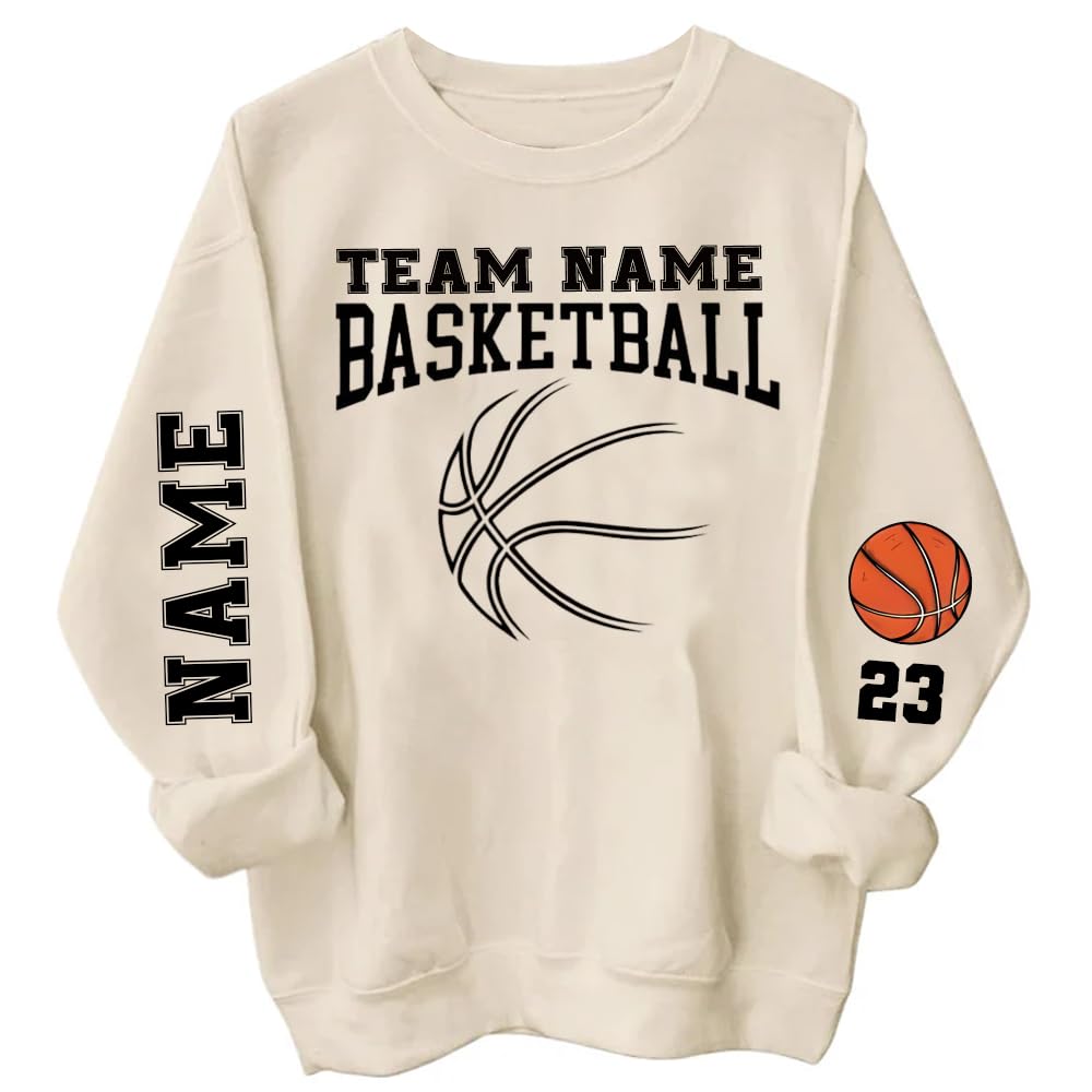 Custom Personalized Basketball Sweatshirt with Name & Team - Unique Basketball Jersey for Players & Fans - Perfect Gift for Mom, Dad & Basketball Lovers - Ideal for Games, Practice & Fan Support