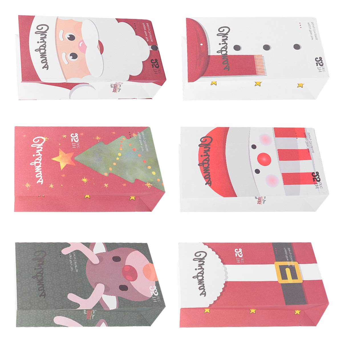 6pcs Christmas Snowman Candy Bags - Decorative Holiday Treat Totes with Stickers & Rope - Perfect for Christmas Party Favors, Gift Giving & Holiday Centerpiece Decorations