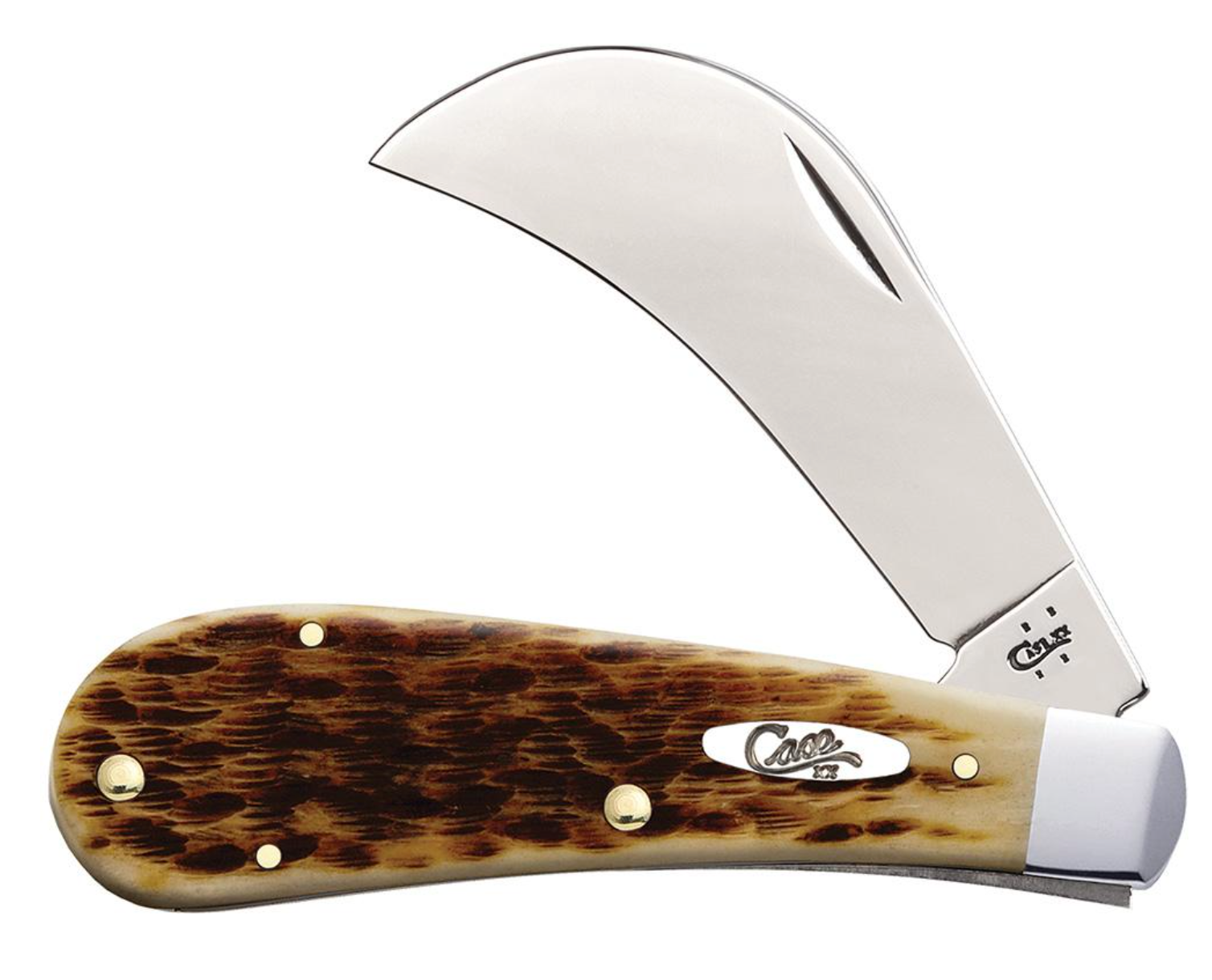 Premium Amber Bone Peach Seed Jig Hawkbill Pruner Pocket Knife (00249) - Perfect for Gardening, Camping, and Outdoor Survival Activities
