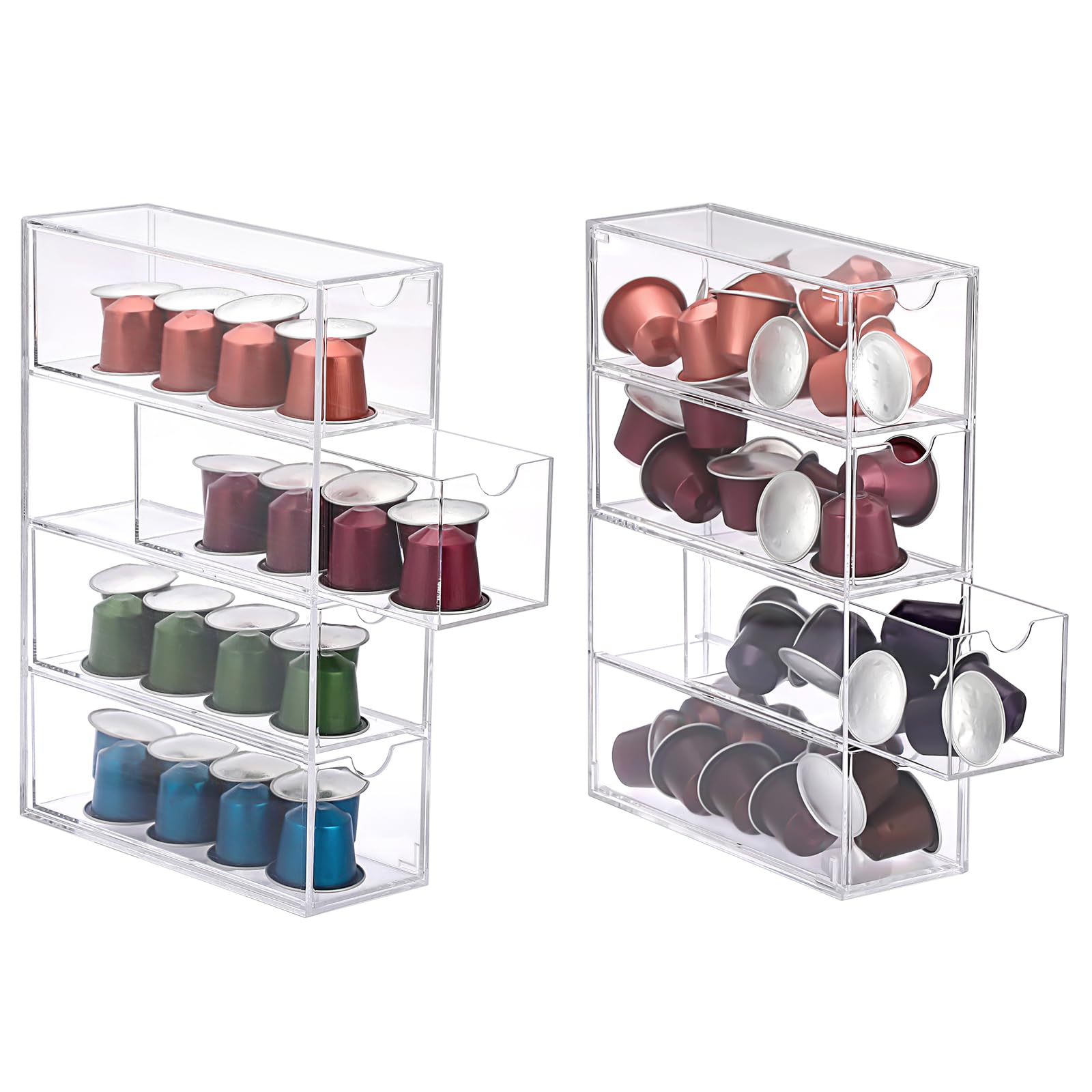 Acrylic Coffee Pod Holder with 4 Drawers for K-Cup Storage - Coffee Bar & Home Use