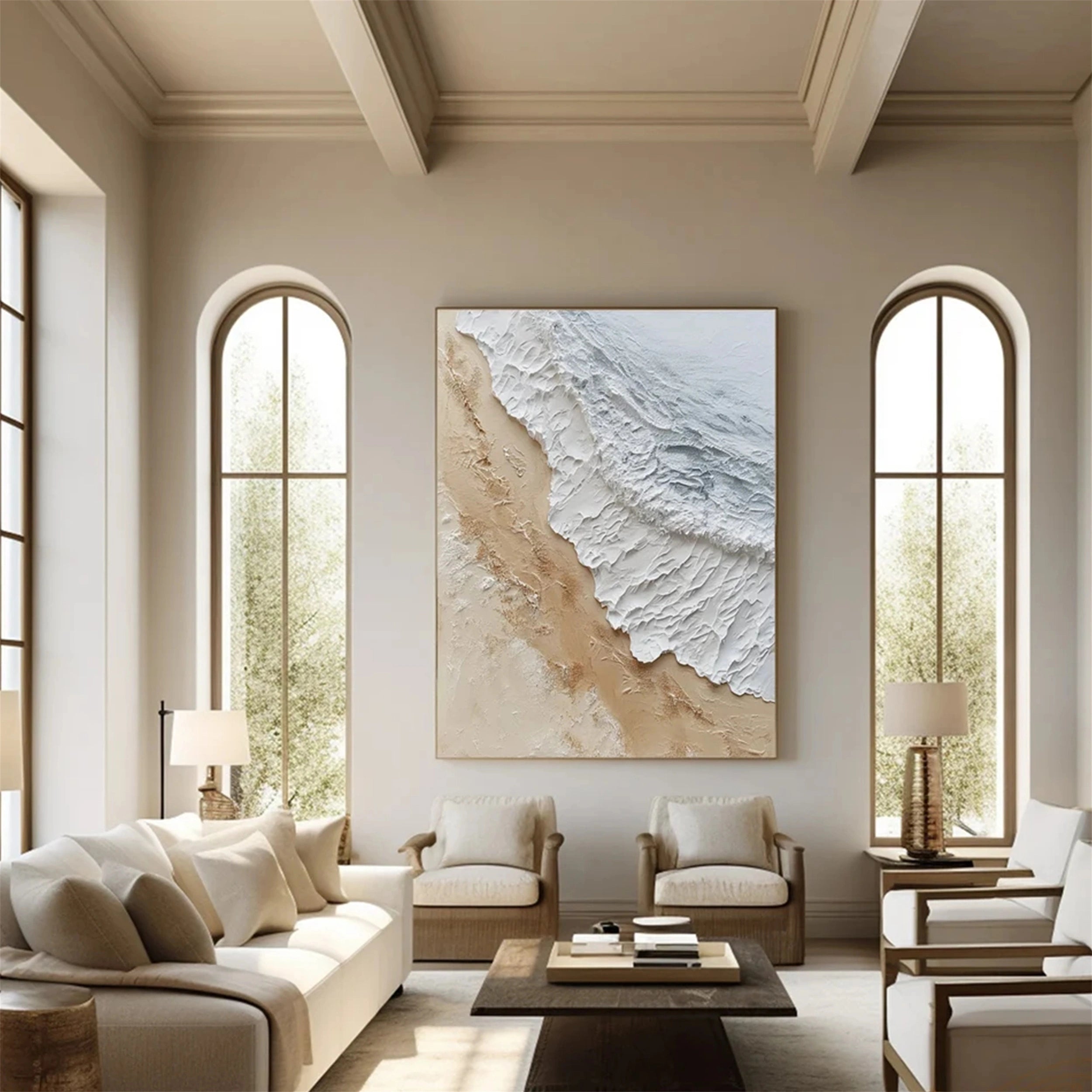 Ocean and Sky Painting #OS 084 - Handmade Canvas Wall Art for Home Decor, Office, Living Room & Bedroom
