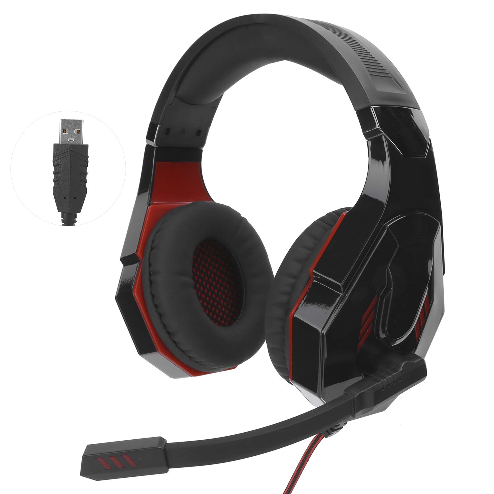 Premium Wired Gaming Headset with Noise-Cancelling Mic - USB Over-Ear Headphones for PC, PS4, Xbox - HD Sound, Ultra-Low Bass & Ergonomic Ear Cushions - Perfect for FPS, RPG & Streaming Games