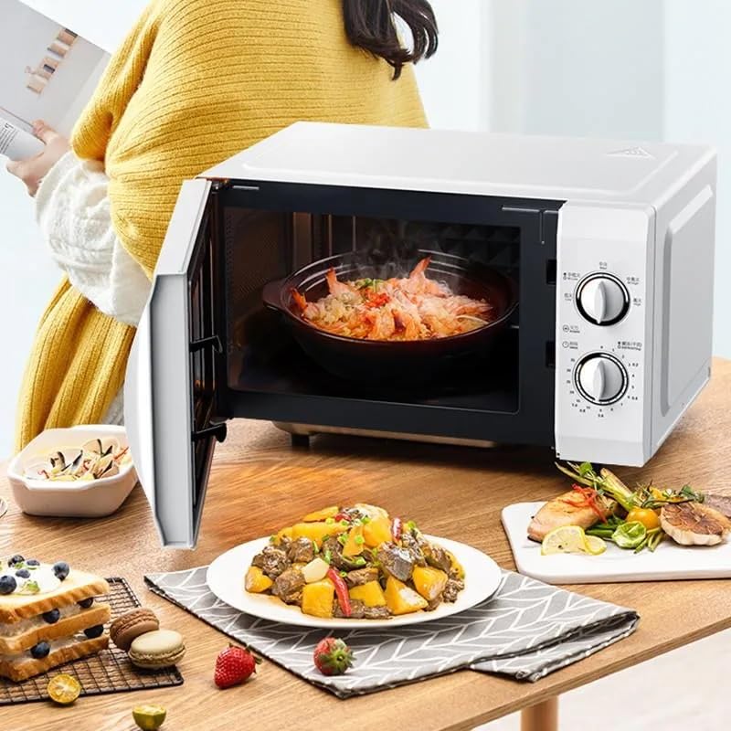 Smart-J 20L 700W Microwave Oven with Turntable - 5 Cooking Programs, 35-Minute Timer & Defrost Function - Perfect for Small Kitchens, Dorms & Office Break Rooms