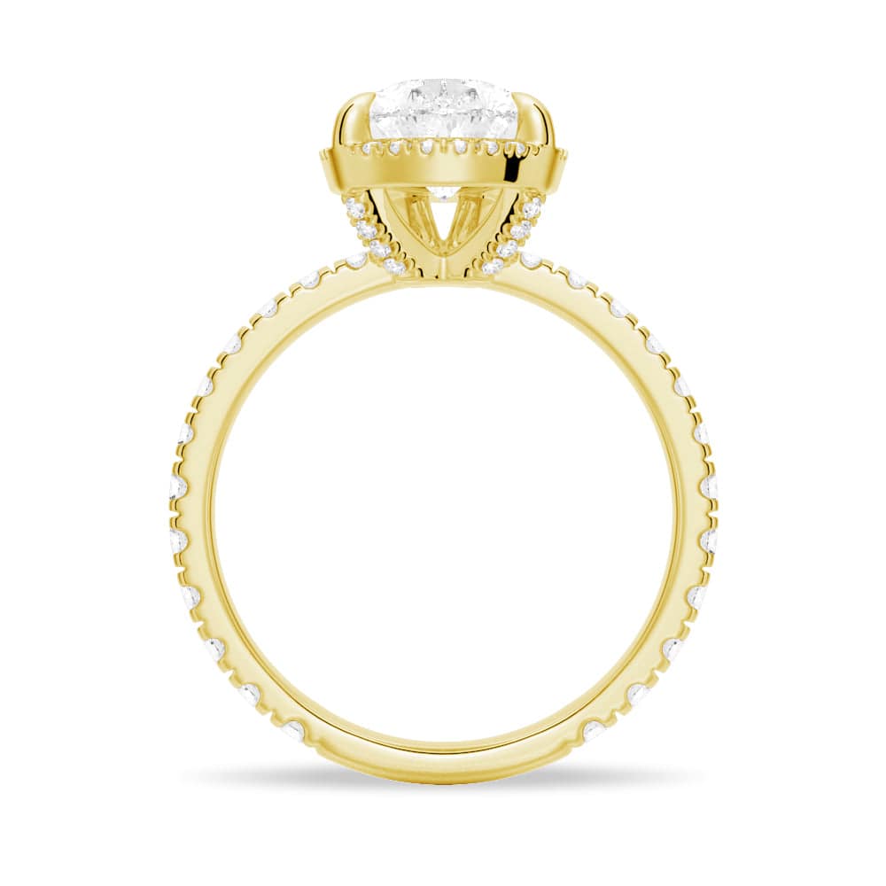 Half Eternity Pear Shaped Halo Moissanite Engagement Ring with Matching V-Curved Wedding Band Set - Perfect for Proposals, Anniversaries & Bridal Jewelry