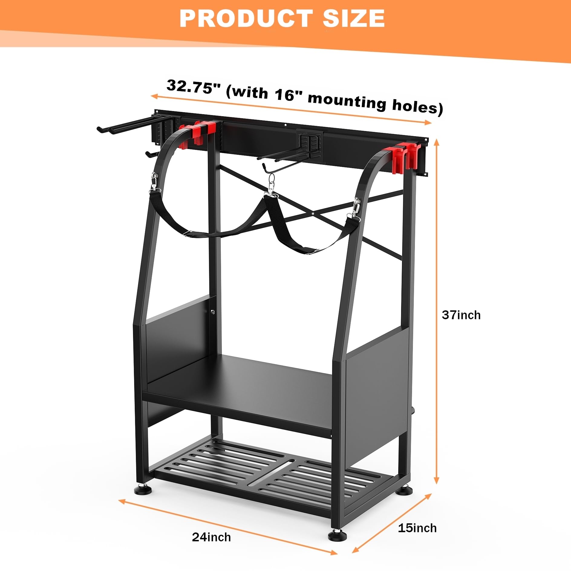 Wall Mount Golf Bag Organizer - Heavy Duty 2 Bag Storage Rack for Golf Clubs & Accessories - Space Saving Garage, Basement, Shed Organization - Perfect for Golf Enthusiasts & Home Storage Solutions
