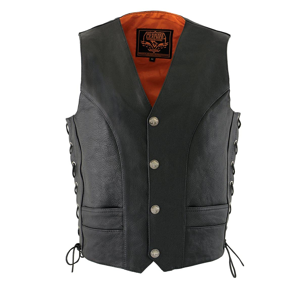 Milwaukee Men's 1.4mm Genuine Cowhide Leather Lace-Up Vest - Stylish Biker Jacket for Motorcycle Riding, Casual Outfits & Outdoor Adventures