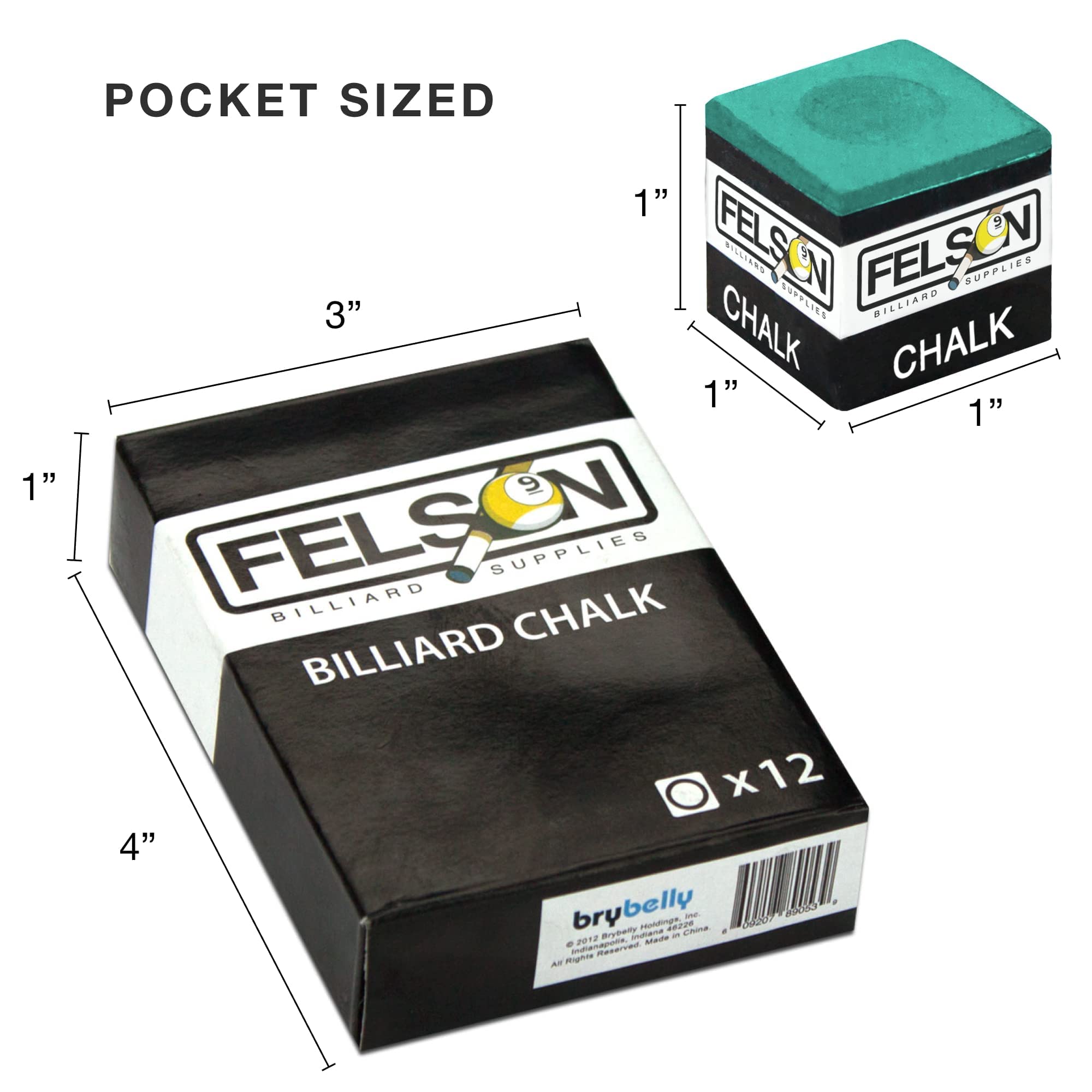Premium Felson Pool Chalk Cubes for Billiards - 12 Pack Blue Chalk Cubes with Durable Storage Box | Essential Pool Table Accessories for Professional & Home Game Rooms | Perfect for Tournament Play & Casual Bar Games