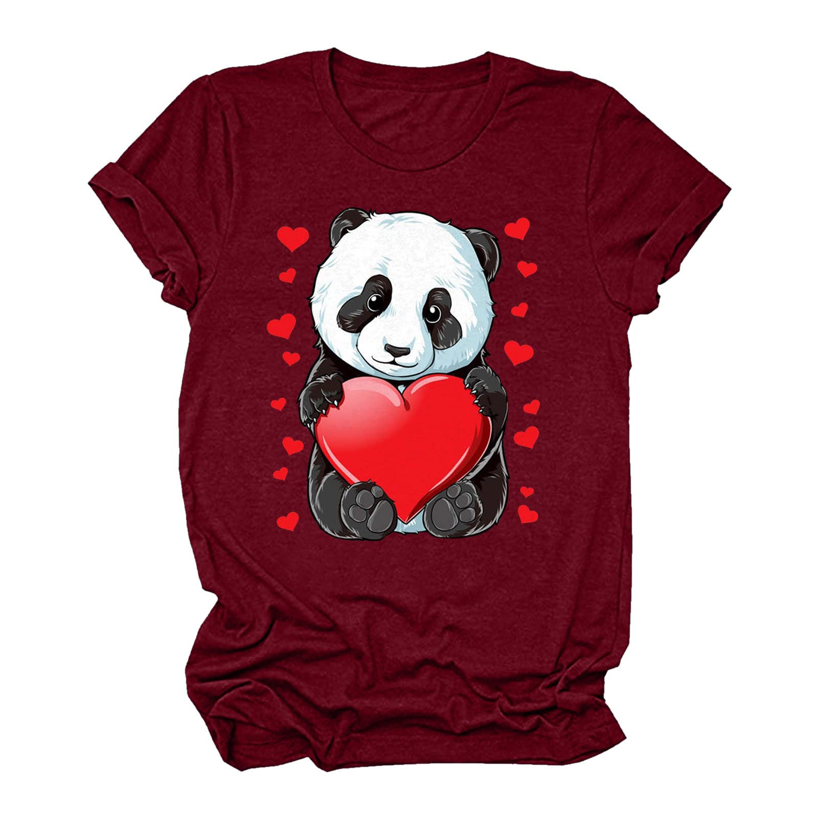 Women's Cute Panda Print Short Sleeve T-Shirt - Round Neck Summer Casual Top Blouse for Women - Perfect for Daily Wear, Outings and Casual Office Outfits