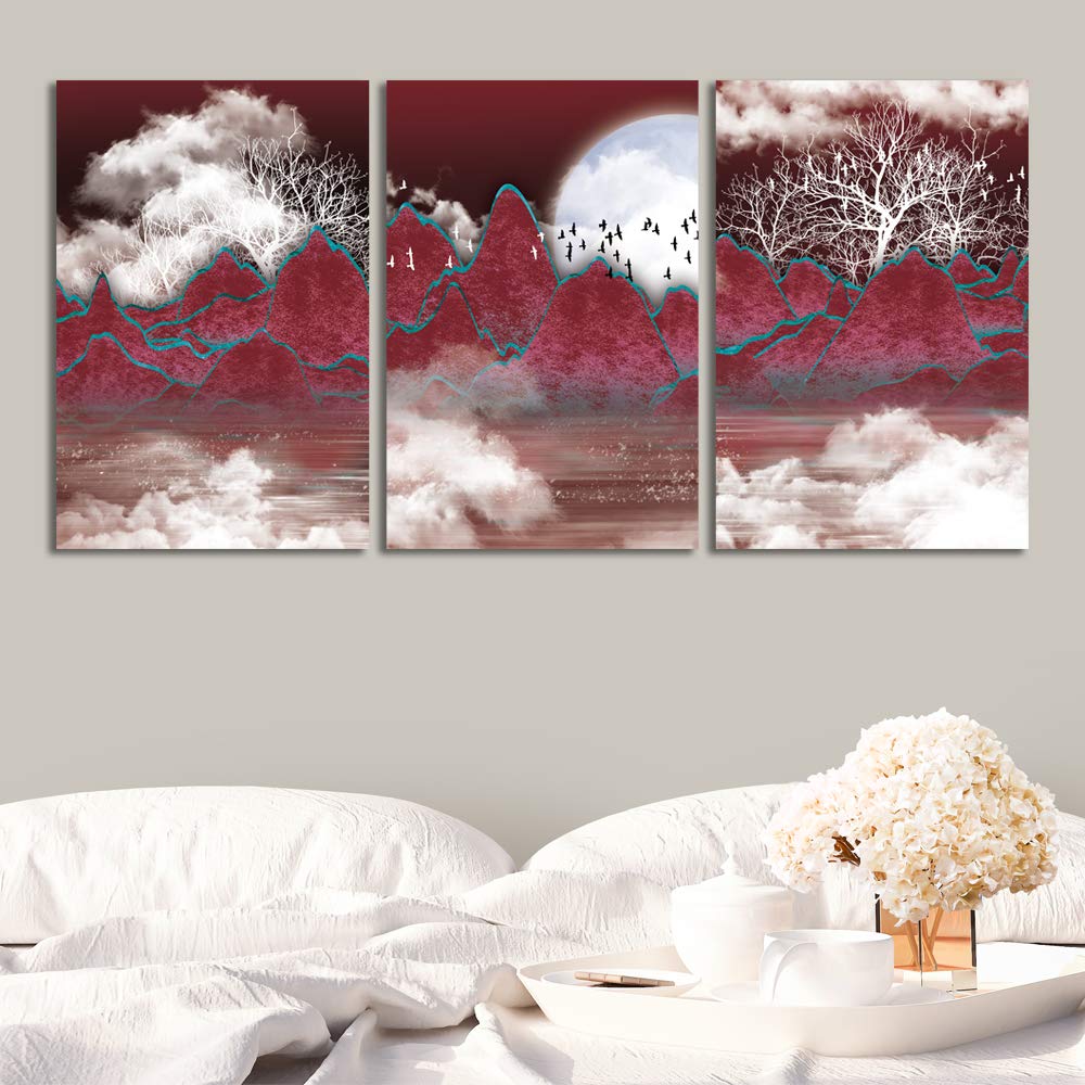 3-Panel Abstract Chinese Landscape Canvas Wall Art - 24