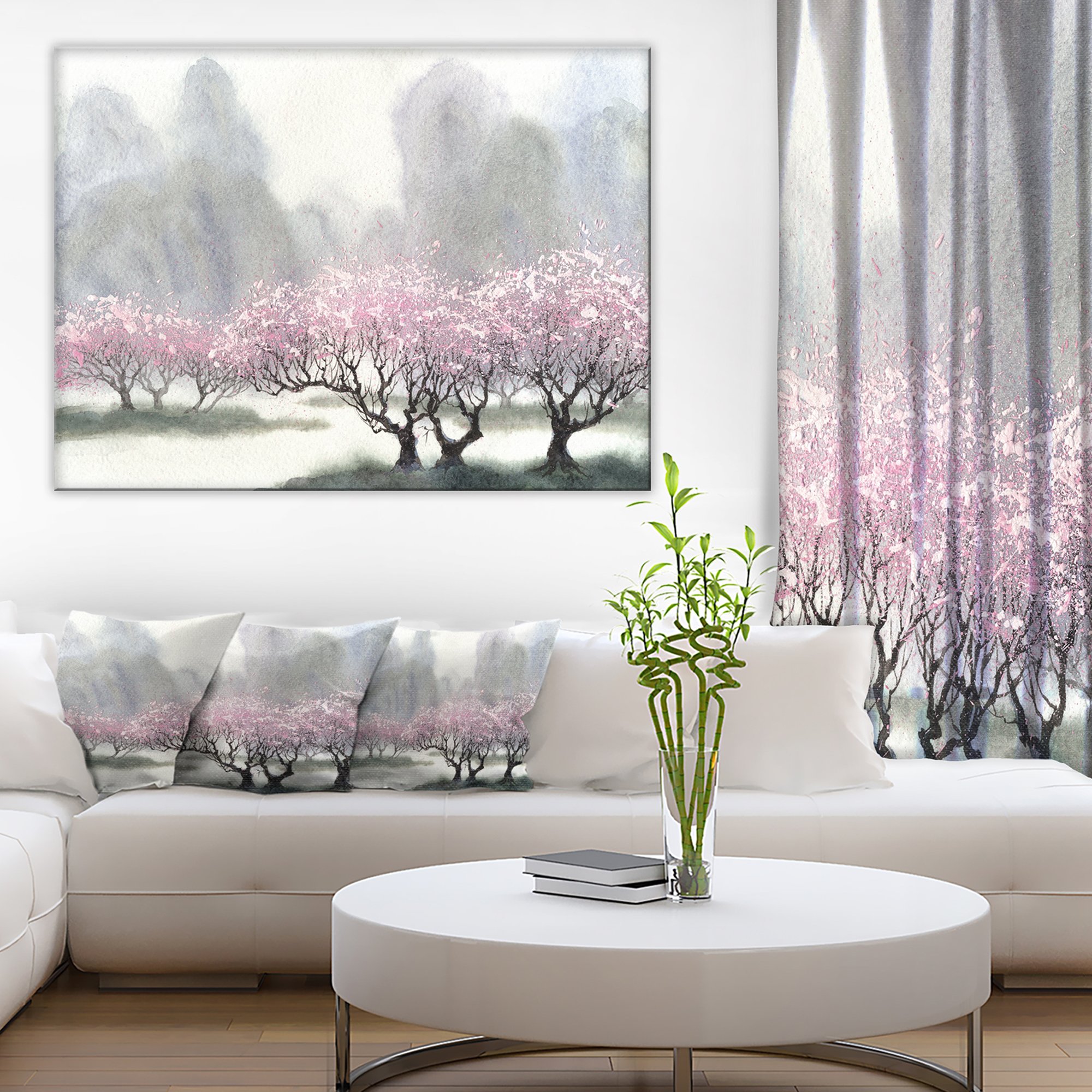 Spring Landscape Art Print Canvas - Beautiful Flowering Trees Wall Decor for Living Room, Bedroom & Office | Nature-Inspired Home Decor