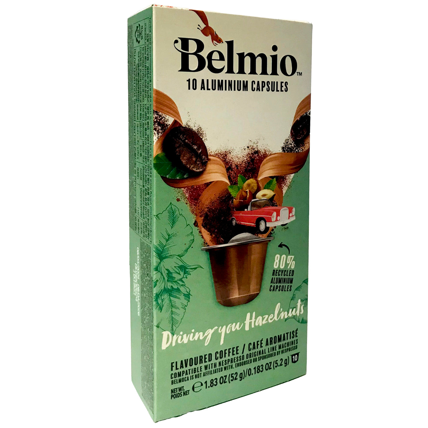 Belmio Hazelnut Coffee Pods for Nespresso® Machines - 10 Pack | Rich & Aromatic Espresso Capsules for Home or Office Brewing