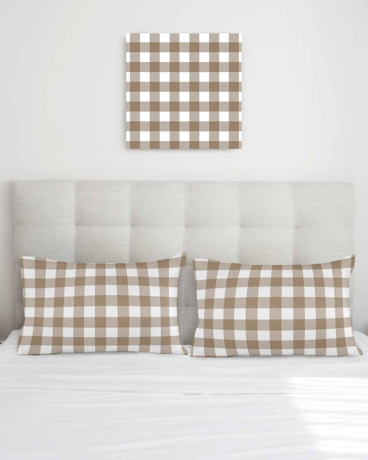 20x12 Inch Buffalo Check Plaid Throw Pillow Covers Set of 2 - Light Brown Soft Decorative Cushion Cases for Couch, Sofa, Bedroom & Farmhouse Decor | Cozy Home, Car and Garden Accent Pillows