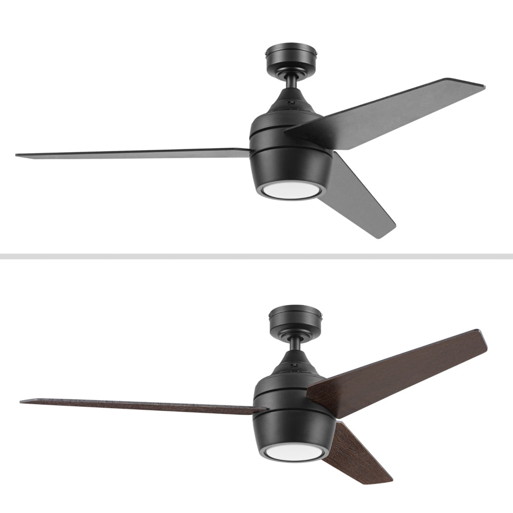 52 Inch Honeywell Eamon Matte Black Ceiling Fan with Light Kit and Remote Control - Quiet High Speed Cooling for Living Room, Bedroom, and Outdoor Patio