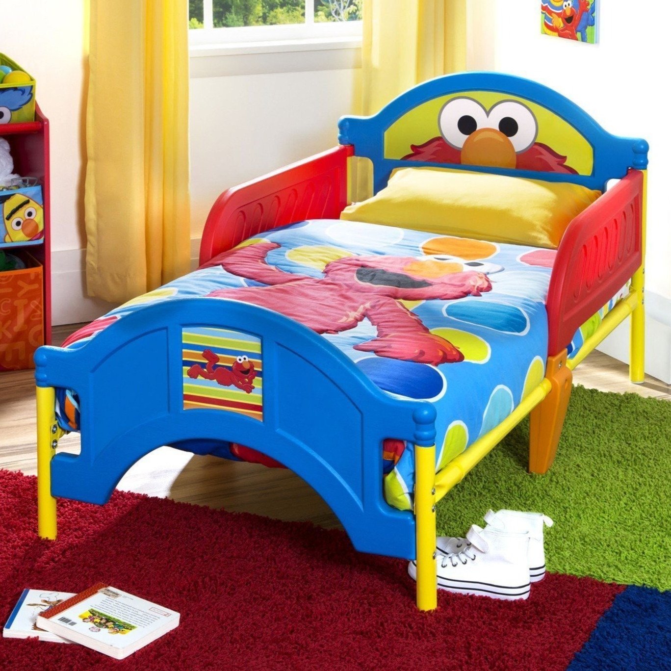Sesame Street Plastic Toddler Bed for Kids - Elmo & Friends Themed Lightweight Children's Bed - Perfect for Daycare, Nursery, or First Big Kid Bed Transition