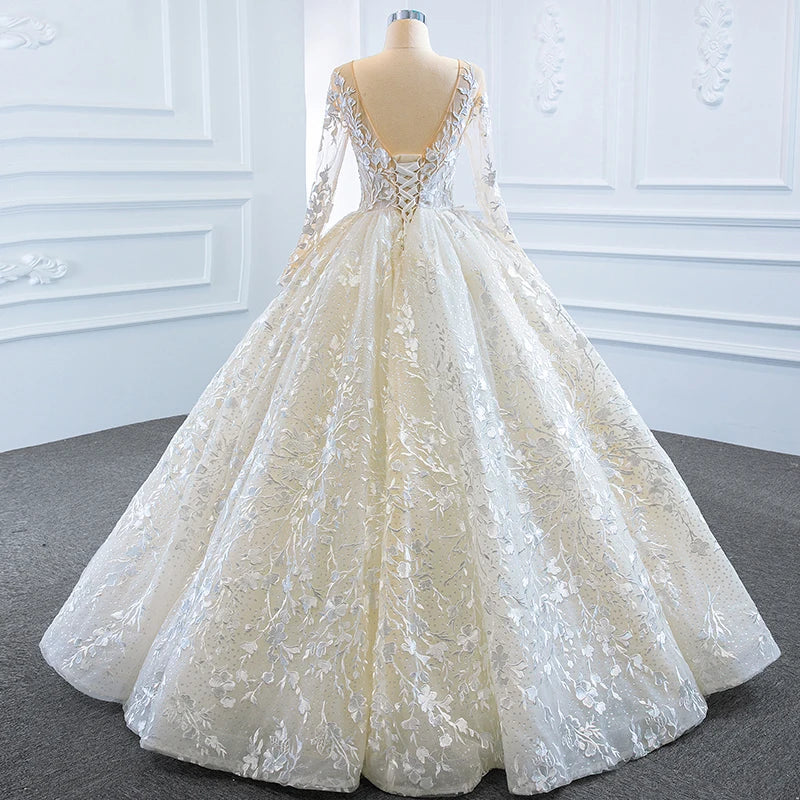 Elegant Long Sleeve Backless Lace-up Cocktail Dress with Transparent Applique & Frill Skirt - Perfect for Evening Parties, Weddings & Special Occasions