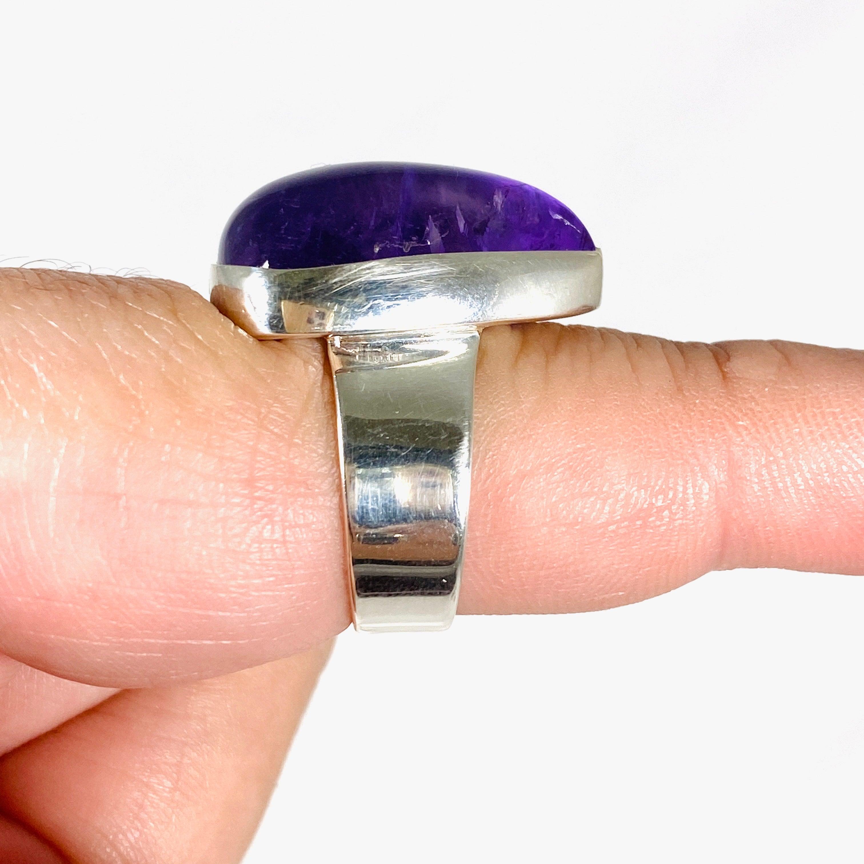 Amethyst Teardrop Ring Size 8 KRGJ2958 - Elegant Purple Gemstone Jewelry for Women, Perfect for Weddings, Parties & Gifts
