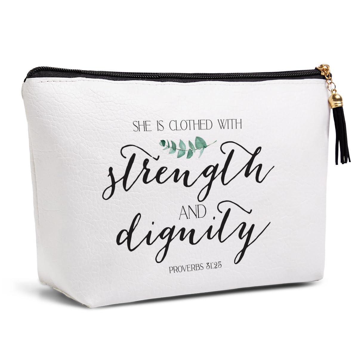 Christian Gifts for Women - Inspirational Bible Verse Waterproof PU Leather Makeup Bag - Religious Scripture Gifts for Her, Mom, Graduation, Birthday - Travel Toiletries Bags for Daily Use & Church Events