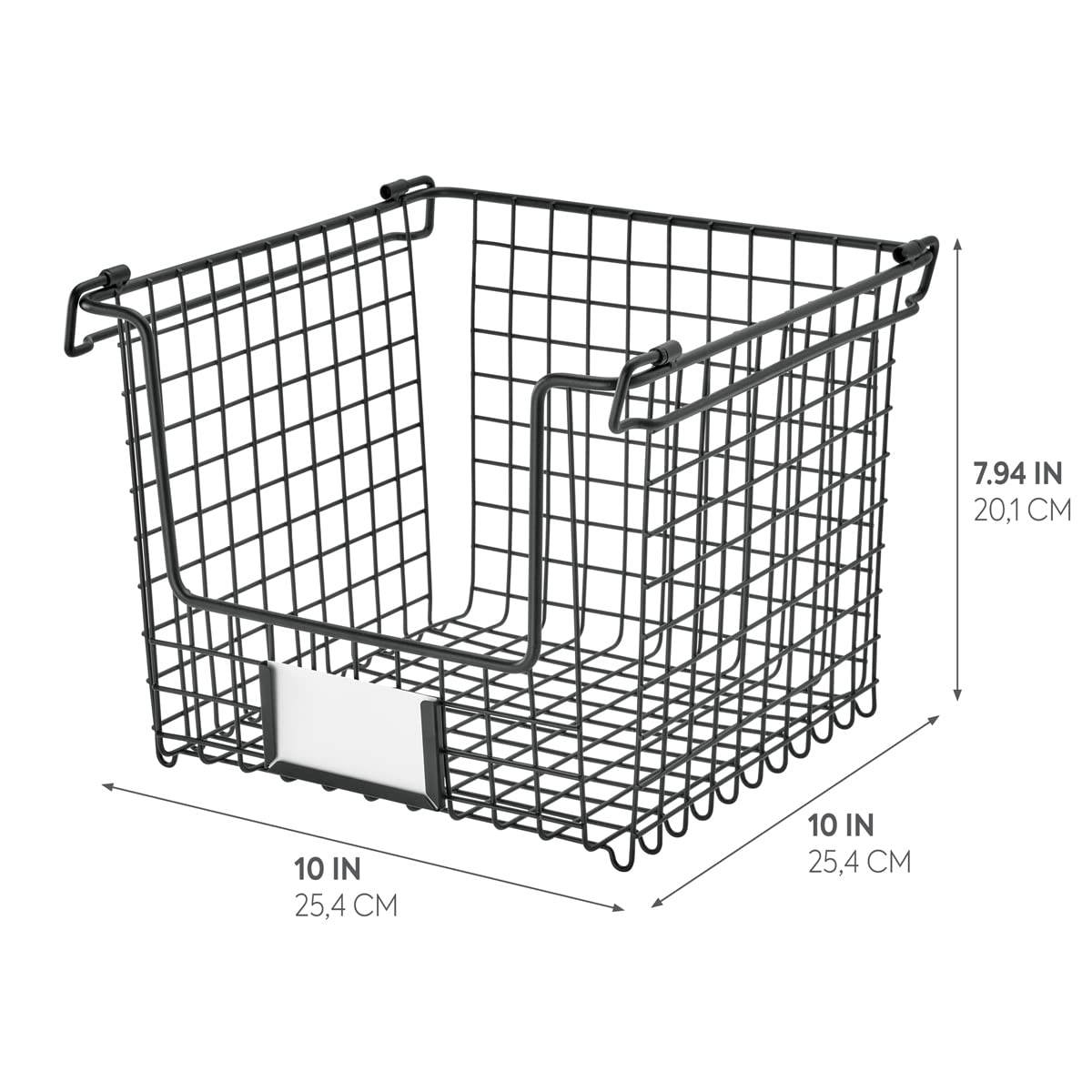 iDesign Classico Storage Basket with Handles - Medium Stackable Organizer for Pantry, Kitchen, Bathroom, Countertop & Desk - Perfect for Home, Office & Closet Organization