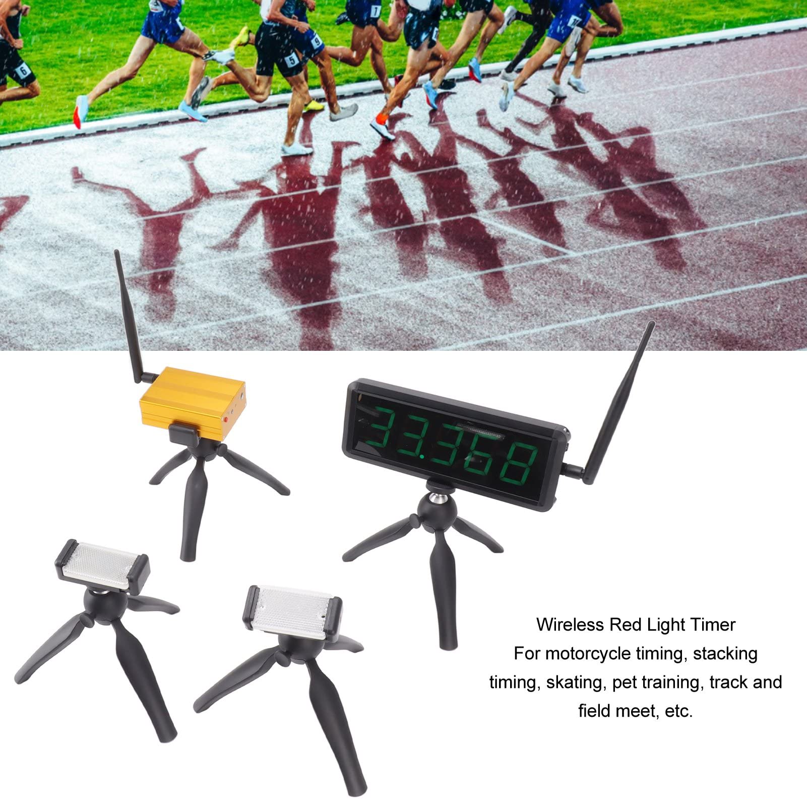 Wireless Digital Timer for Racing - Battery Powered Stopwatch for Sprint, Bike, Motorcycle & Skating Training - Track & Field Timer with 100-240V US Plug - Perfect for Outdoor Sports & Speed Drills
