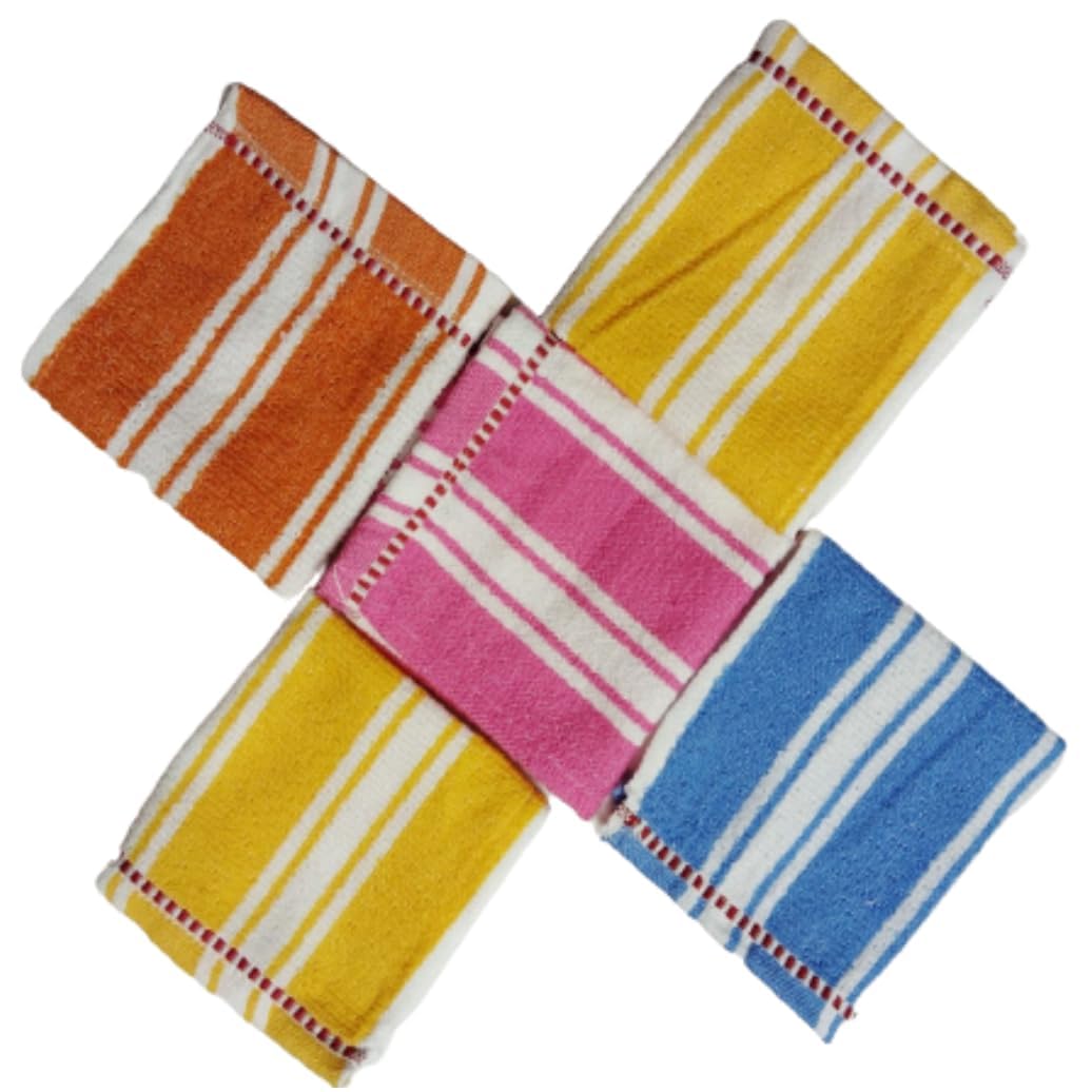 Premium Soft Cotton Towels for Women & Kids - 25x25cm Turkish Face Towels, Handkerchiefs & Hankies Set (5-Piece Multi-Color) - Perfect for Travel, Gym, Spa & Daily Use