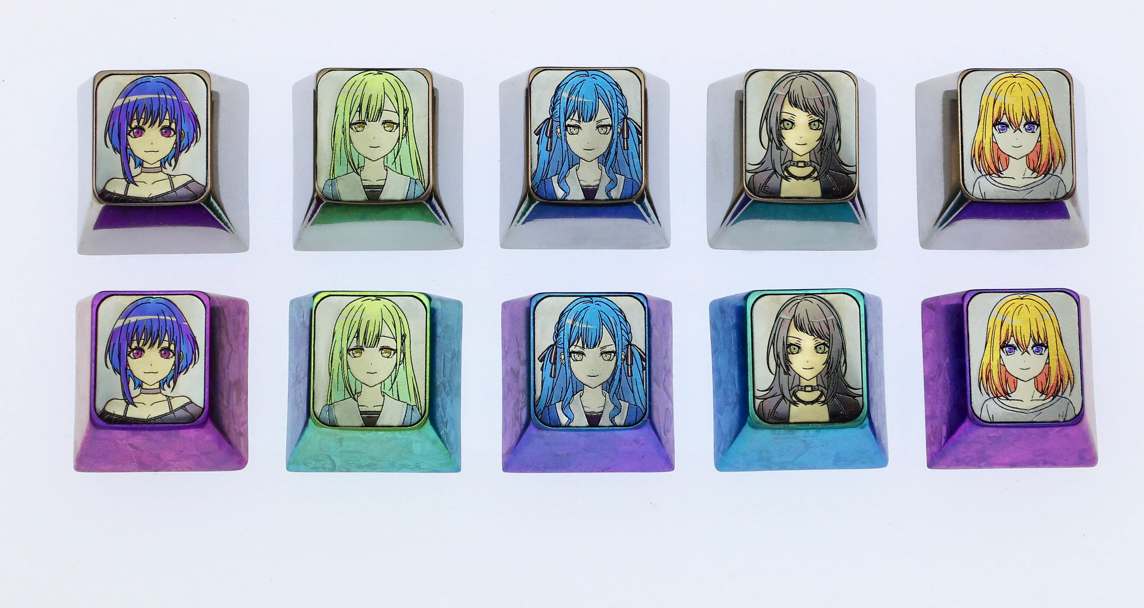 Ave Mujica 5-Person Custom Titanium Alloy Engraved Keycaps - Metal Personalized Keyboard Art Keycaps for Mechanical Gaming & Typing Enthusiasts