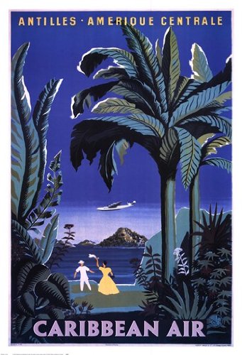 Caribbean Air - Tropical Beach Sunset Wall Poster (26x38 inches) - Perfect for Home, Office & Beach House Decor