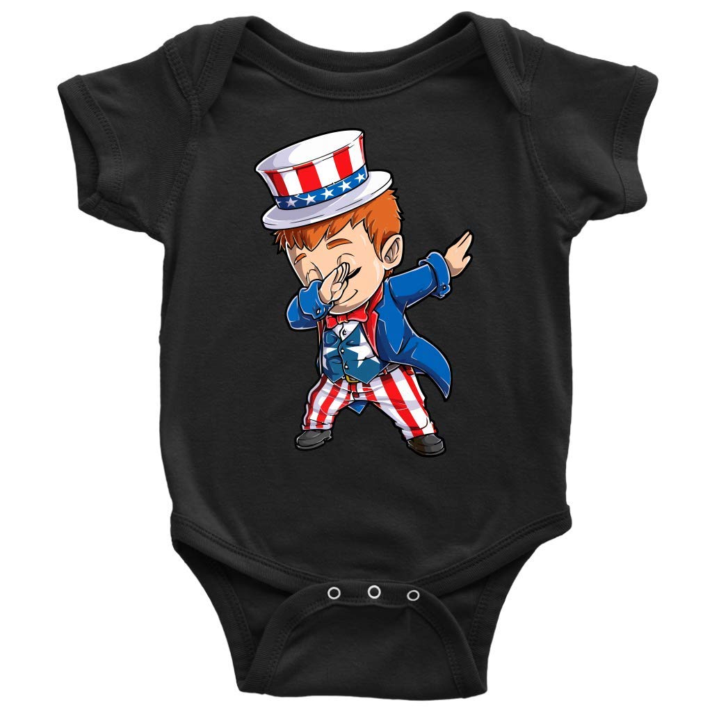 4th of July American Flag Baby Bodysuit - Patriotic Uncle Sam Dabbing Outfit for Infants | Perfect Independence Day Gift & Photo Prop for Newborns