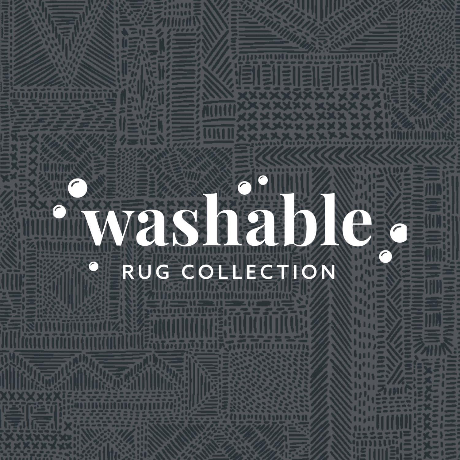 Linon Transitional Washable 2' x 8' Rectangle Area Rug with Ivory - Non-Slip Runner Rug for Hallway, Kitchen, Entryway, Bedroom & Living Room | RUGWR3028