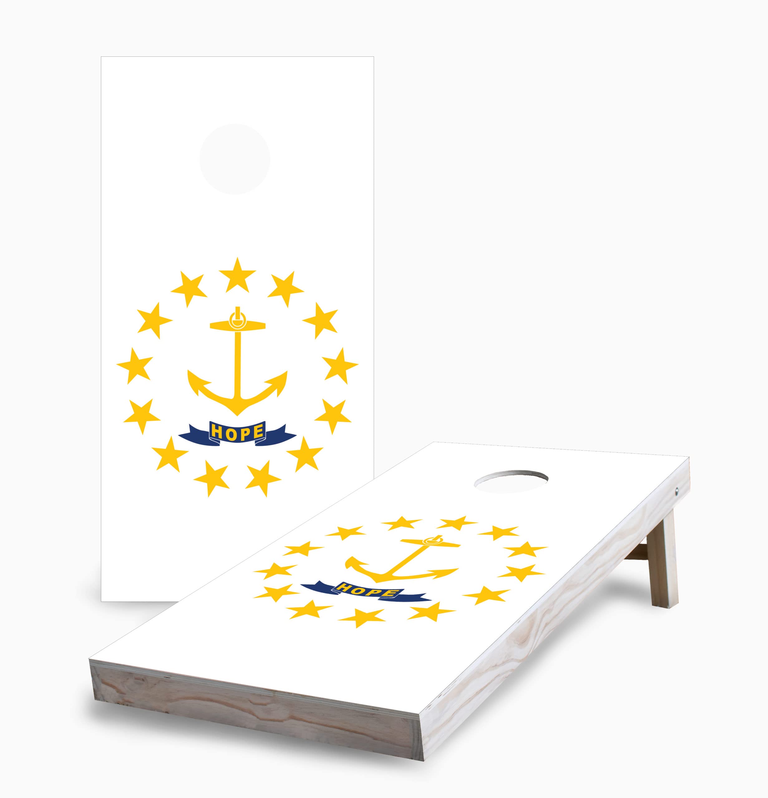 Skip's Garage Rhode Island State Flag Corn Hole Board Set - 2 Boards, 8 Bags, Accessories - Perfect for Backyard Parties, Tailgating & Outdoor Games