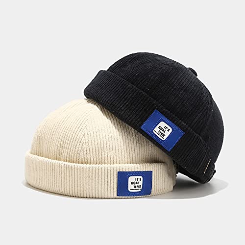 Men's Docker Cap - Adjustable Beanie Sailor Hat with Rolled Cuff, Retro Brimless Worker Hat for Outdoor Activities, Fishing, and Winter Sports
