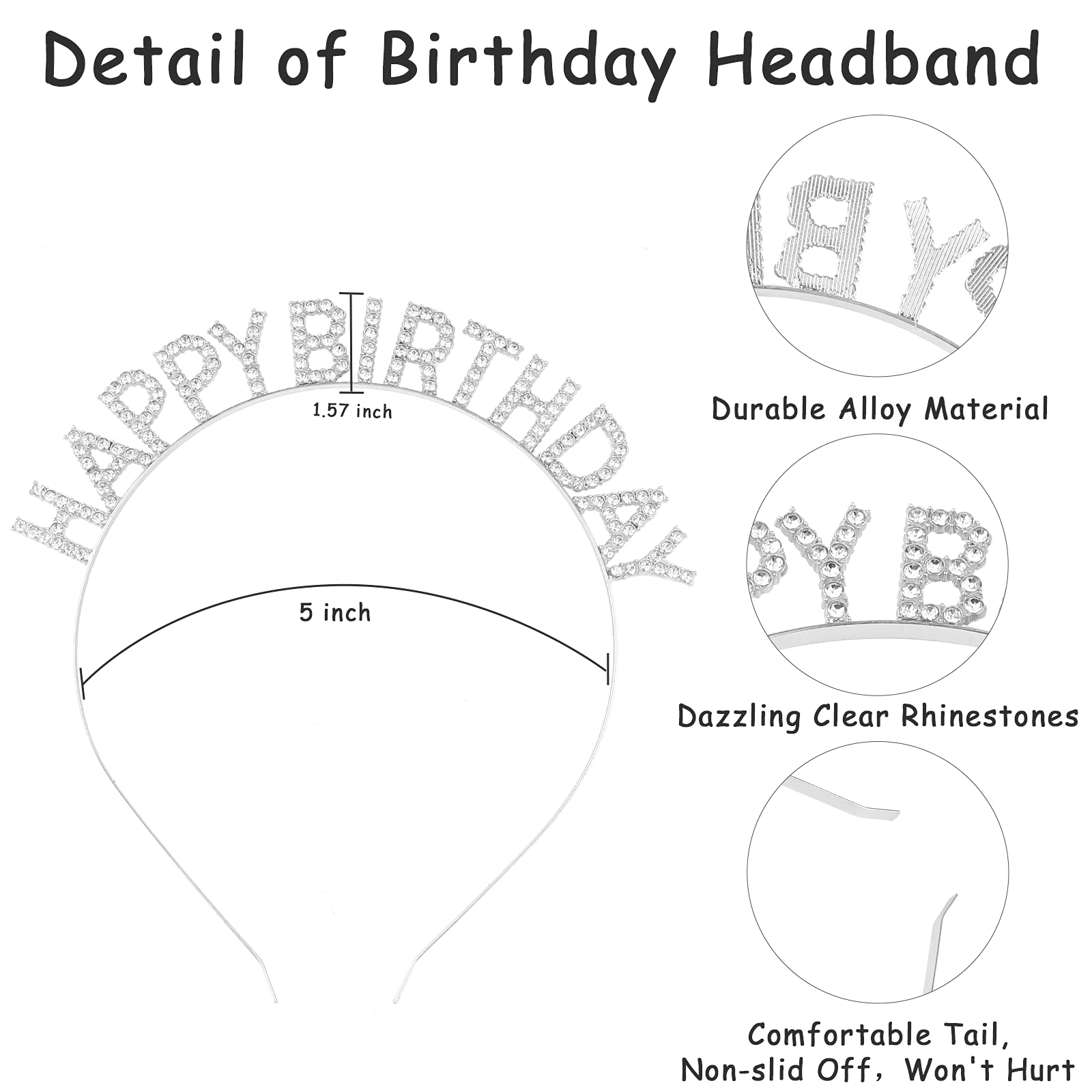 **CIEHER Rhinestone Birthday Tiara - Silver Queen Crown for Women & Girls | Elegant Birthday Headband & Party Accessories | Perfect for Birthday Celebrations, Bachelorette Parties & Special Events**