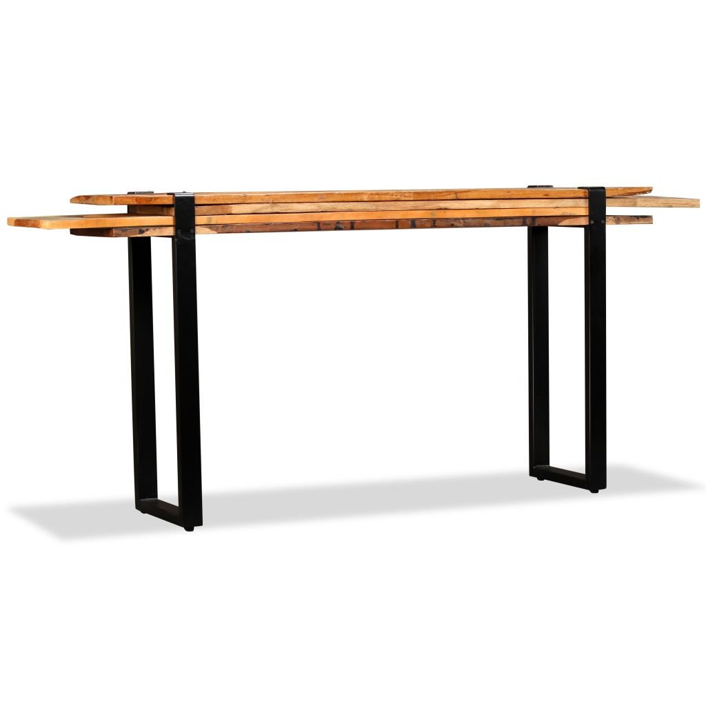 Rustic Solid Reclaimed Wood Adjustable Console Sofa Table - End Table, Computer Desk & Coffee Snack Table for Living Room, Corridor or Hallway | Fast Shipping | Perfect for Small Spaces, Home Office & Entertainment Areas