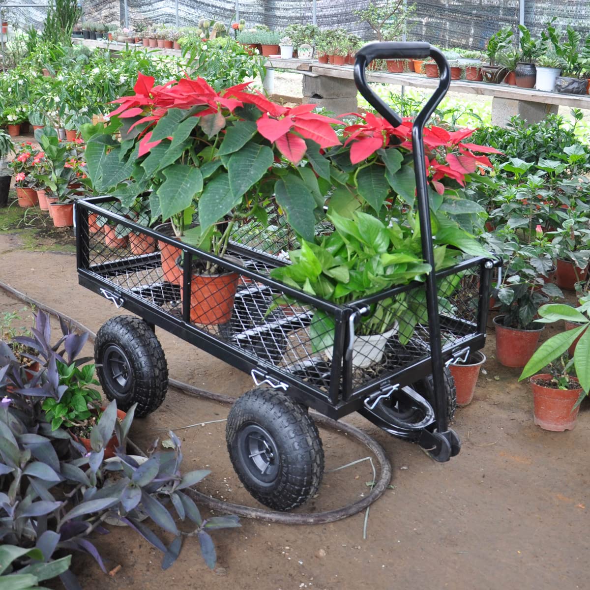 Heavy Duty Utility Garden Wagon Cart with Removable Sides - 560 Lbs Capacity, 10