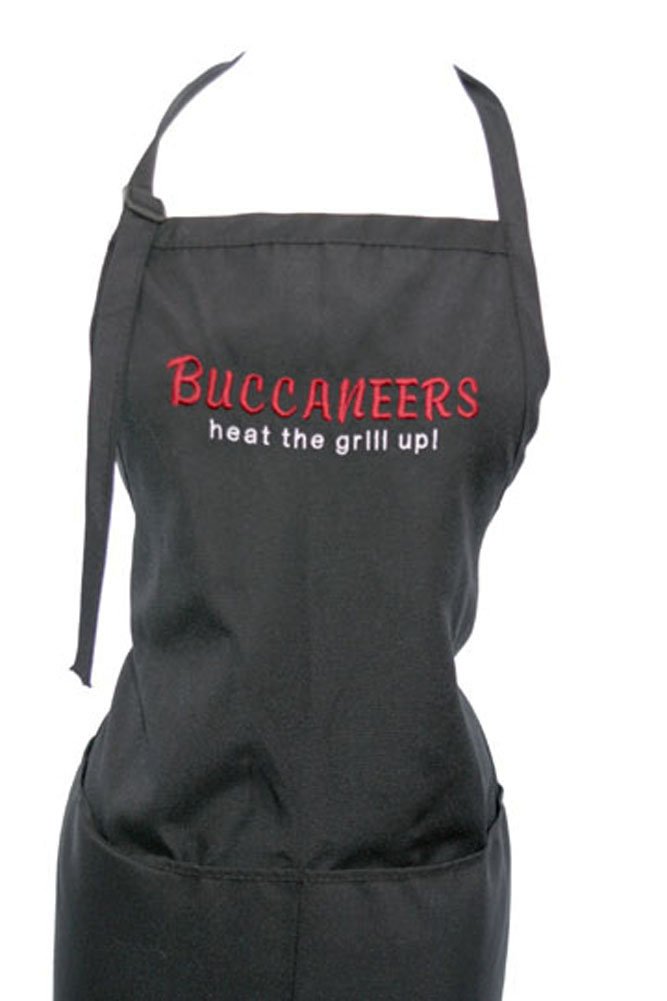 KNBC Graphics Black Embroidered Apron - Perfect for Buccaneers Fans & BBQ Grilling | Durable Kitchen & Outdoor Cooking Accessory