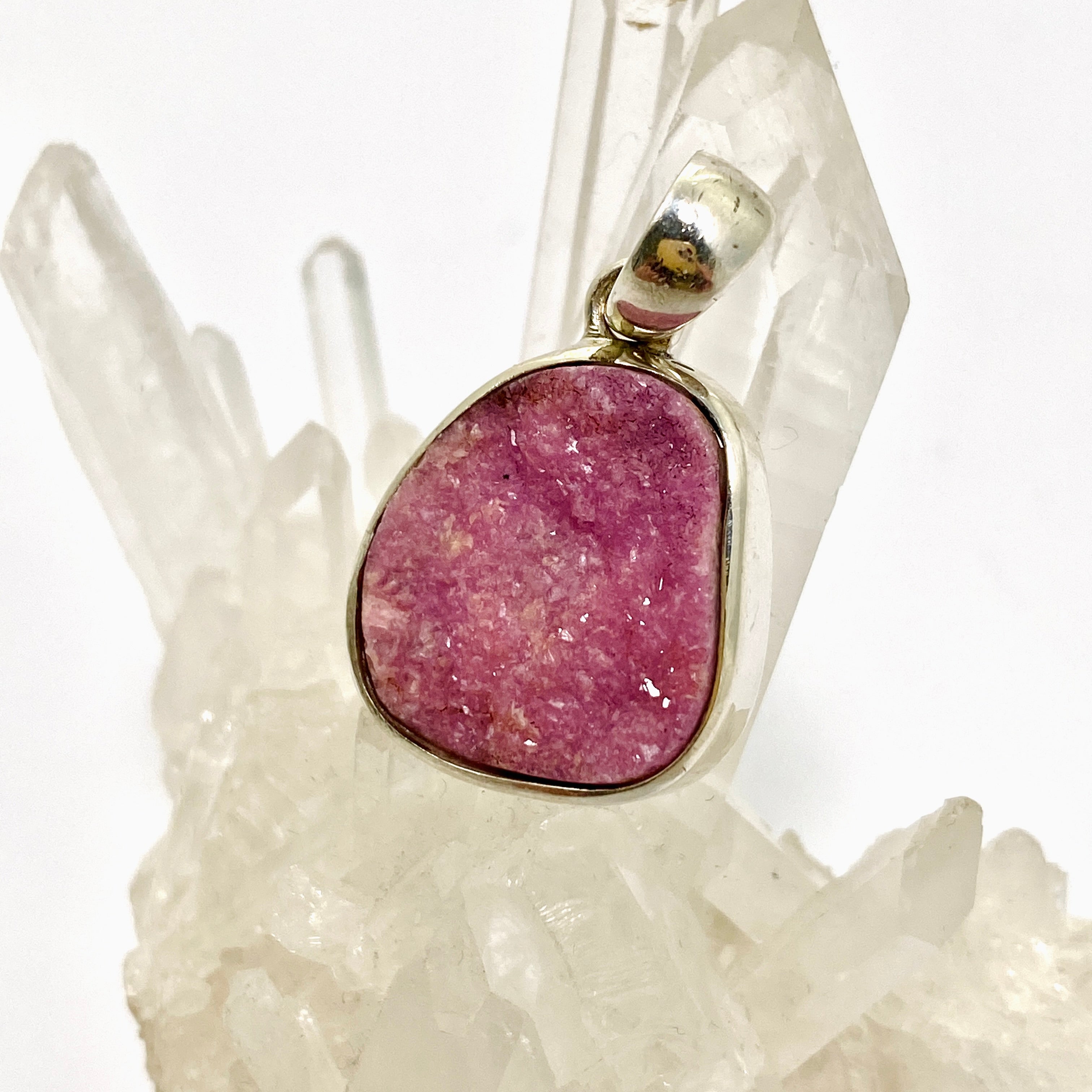 Natural Cobalto Calcite Freeform Raw Stone Pendant PPGJ996 - Unique Healing Crystal Jewelry for Meditation & Energy Balancing