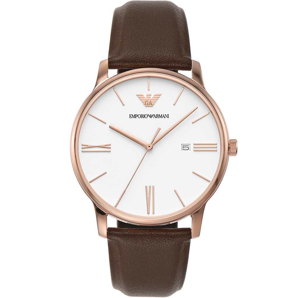 Emporio Armani AR11572 Men's Minimalist Leather Watch - Stylish & Slim Design for Business, Casual & Formal Occasions